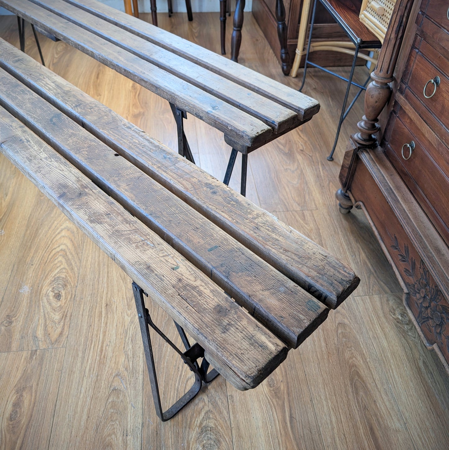 Pair of Vintage Folding Benches