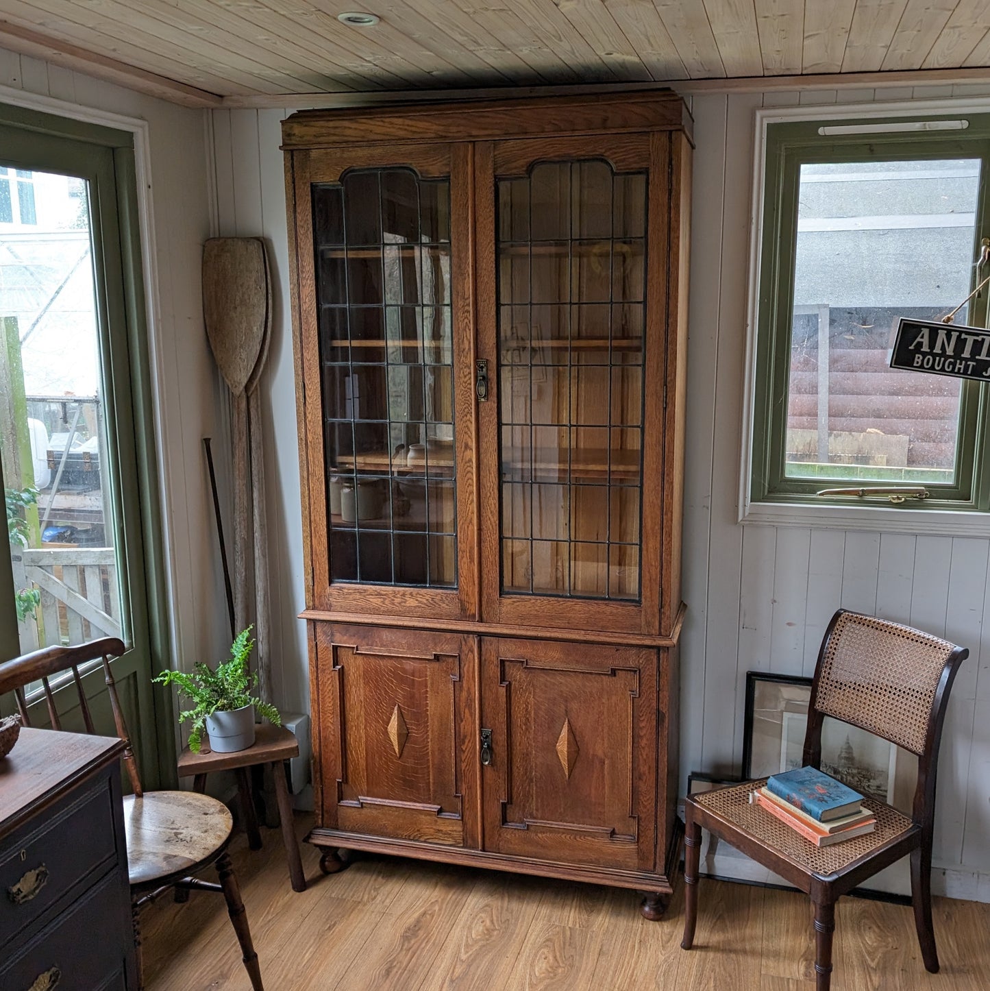 Antique Glazed Oak Bookcase