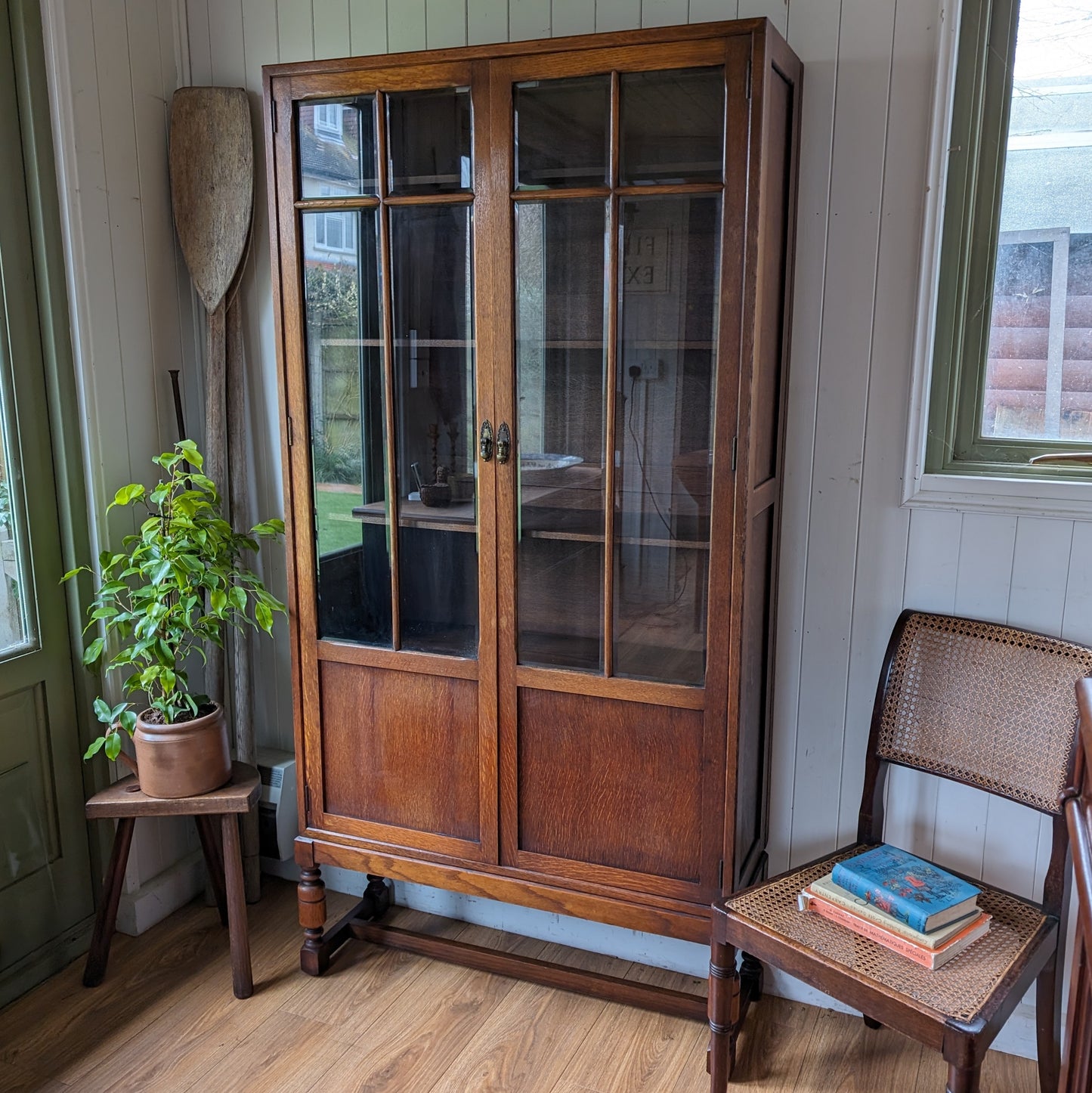 Antique Glazed Oak Bookcase