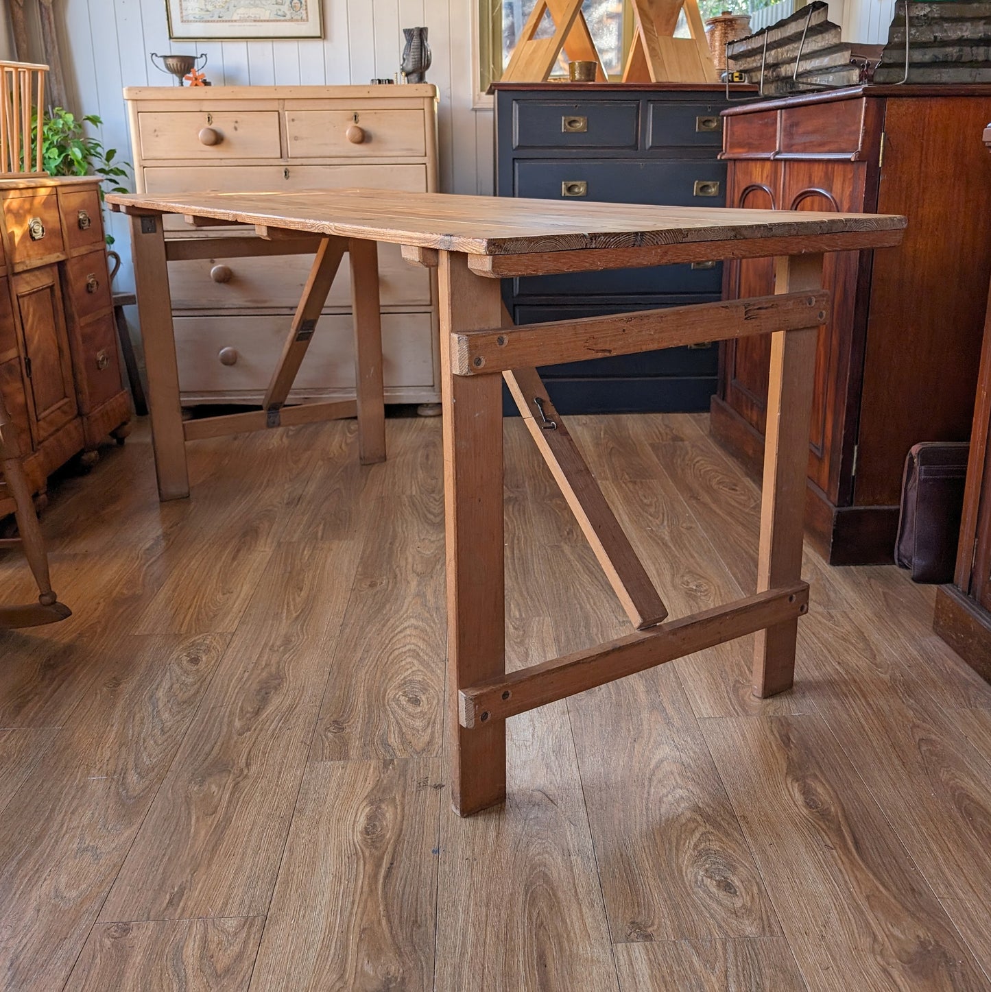 Vintage Pine Trestle Table