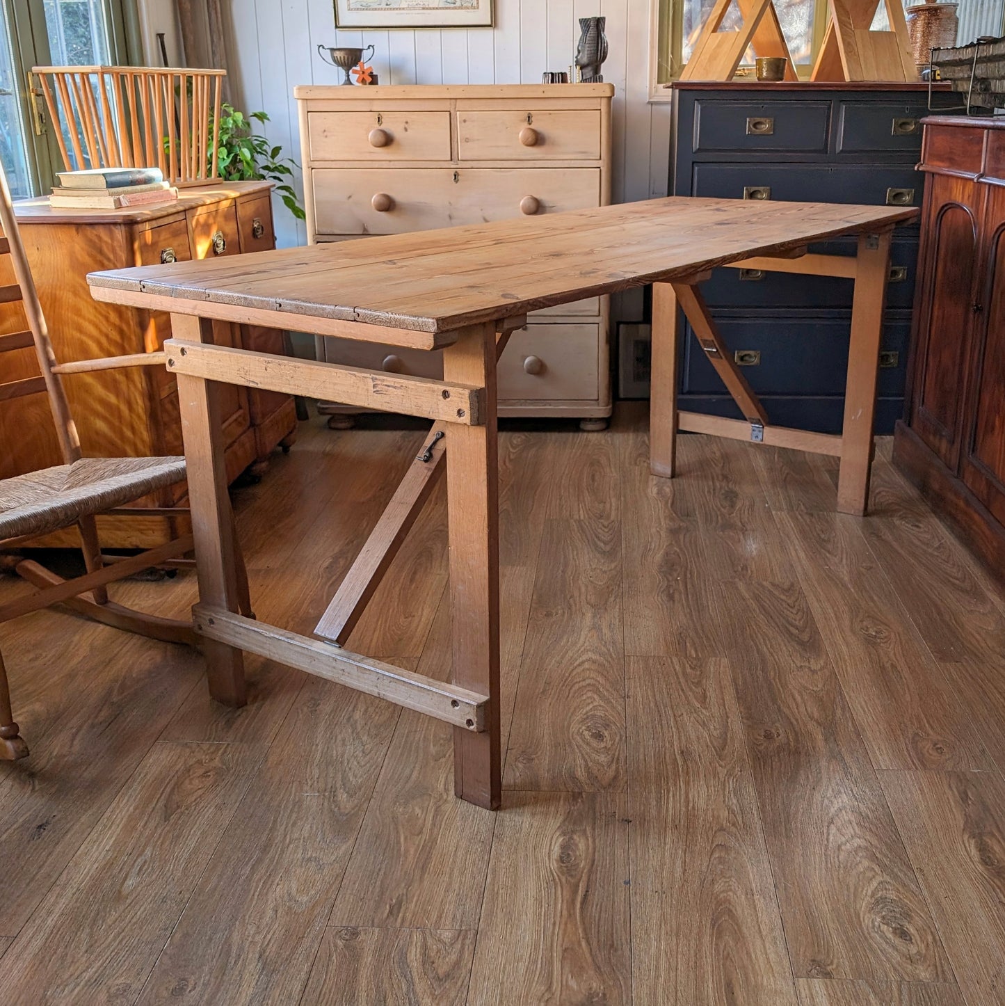 Vintage Pine Trestle Table