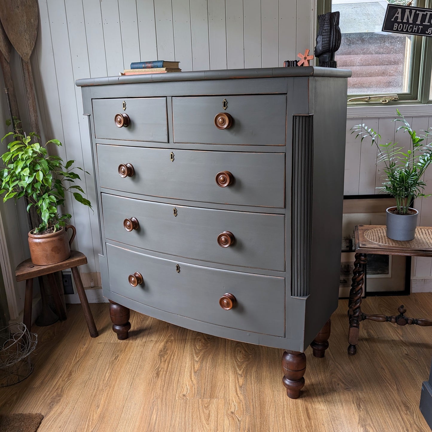 Painted Victorian Bow Front Chest of Drawers