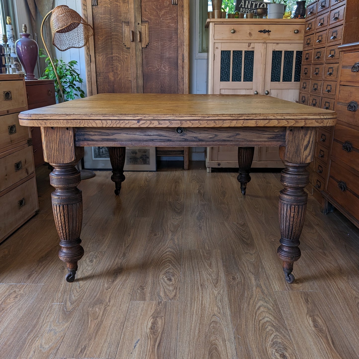 Large Oak Victorian Dining Table