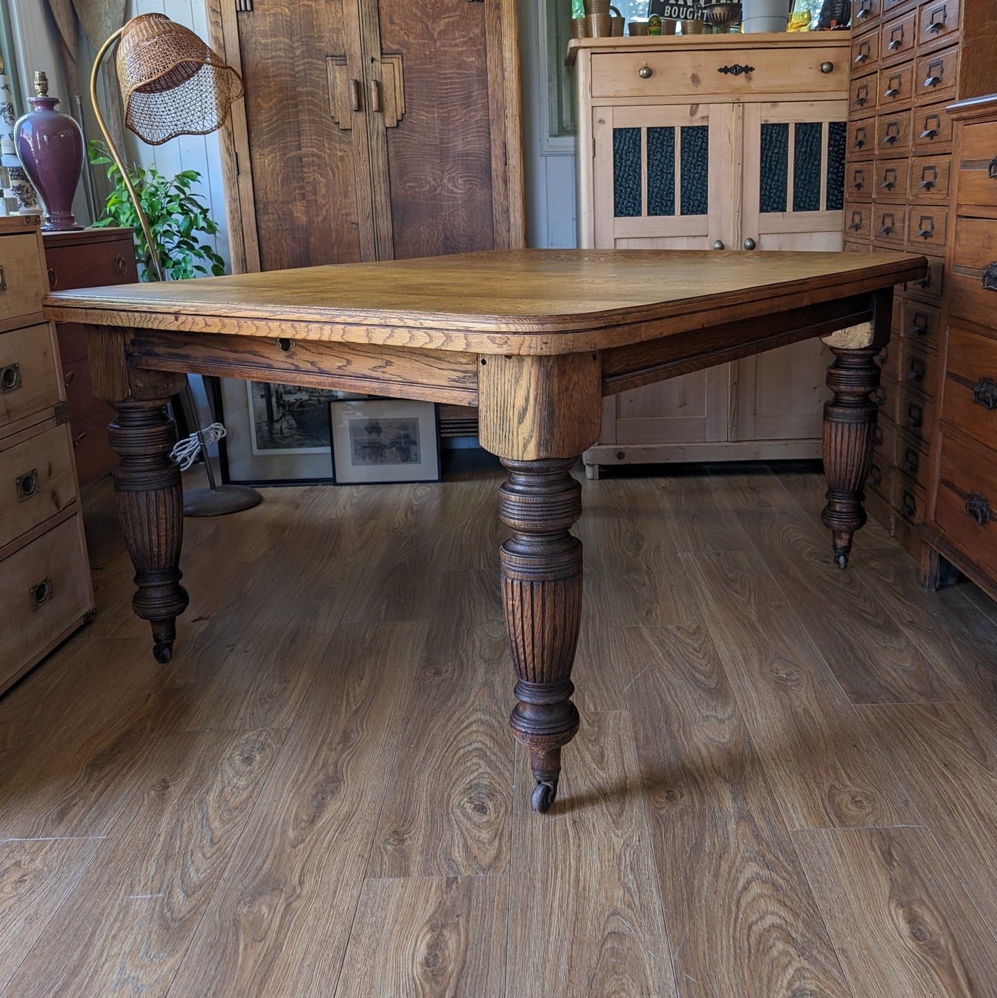 Large Oak Victorian Dining Table