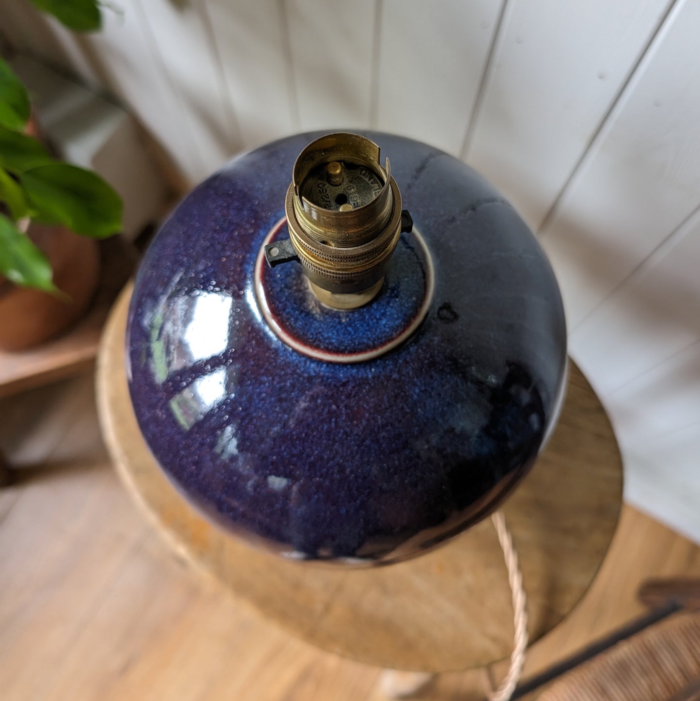 1960s Blue Glazed Ceramic Lamp