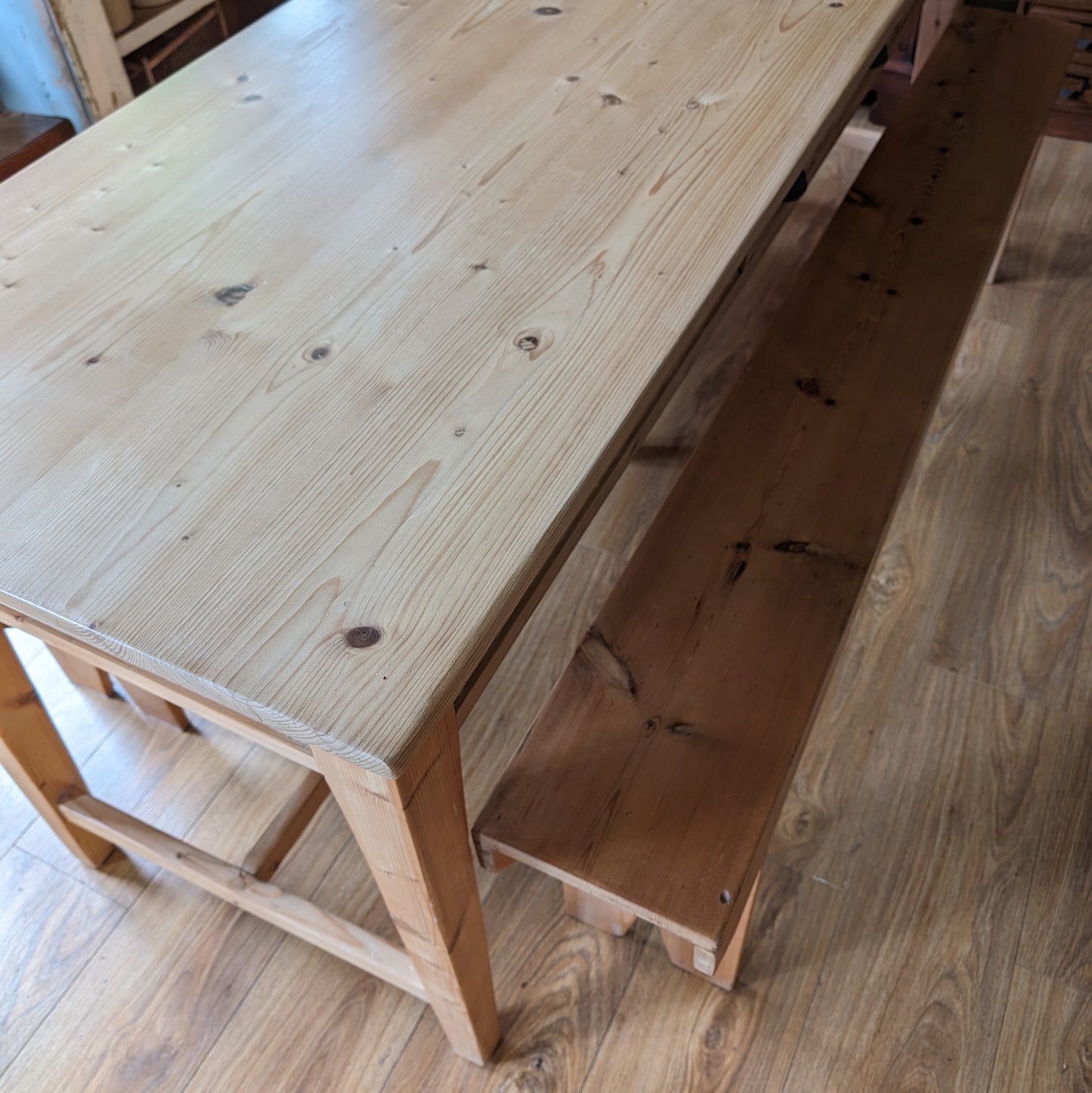 Antique Refectory Table with Matching Benches