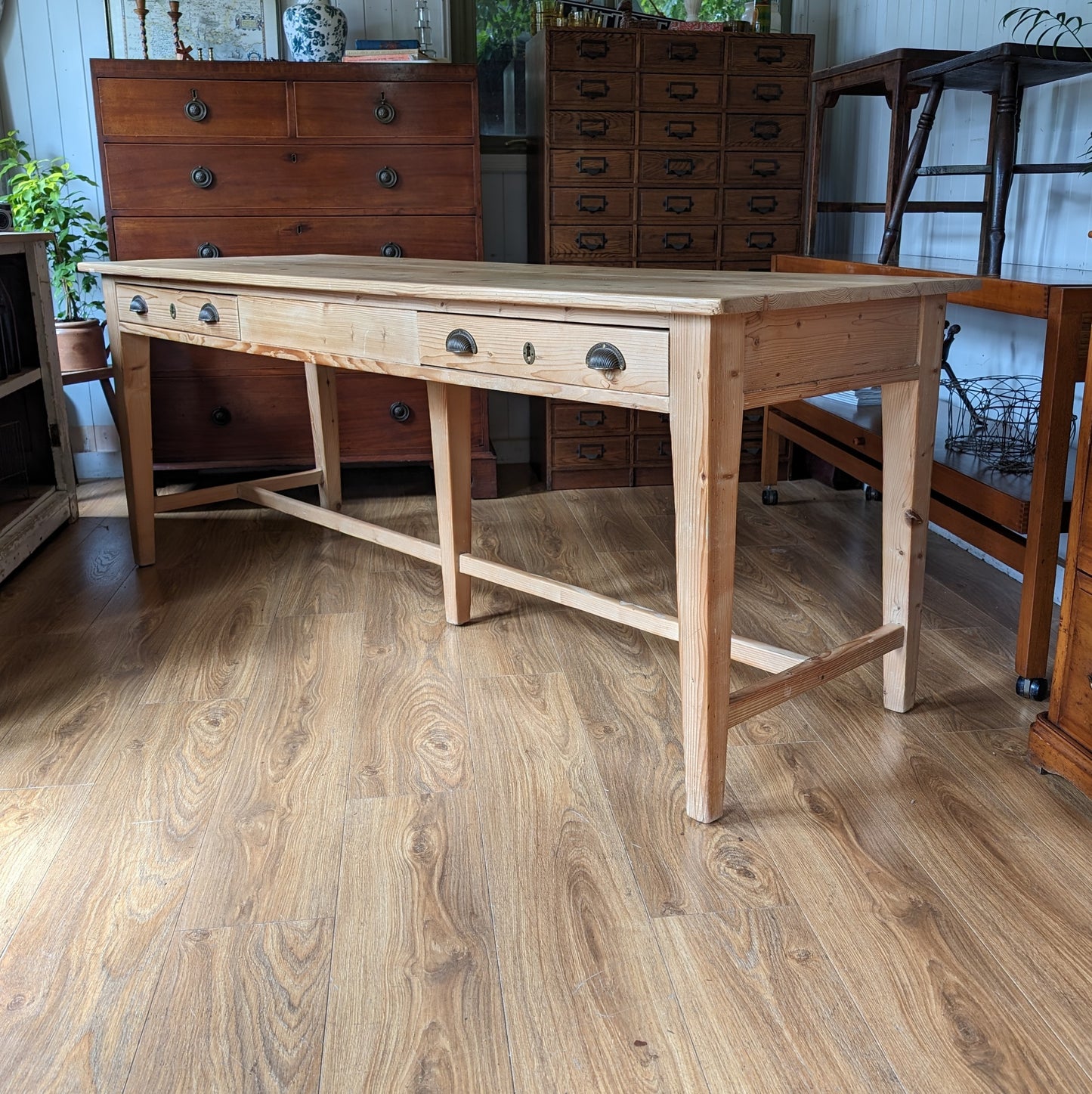 Antique Refectory Table with Matching Benches