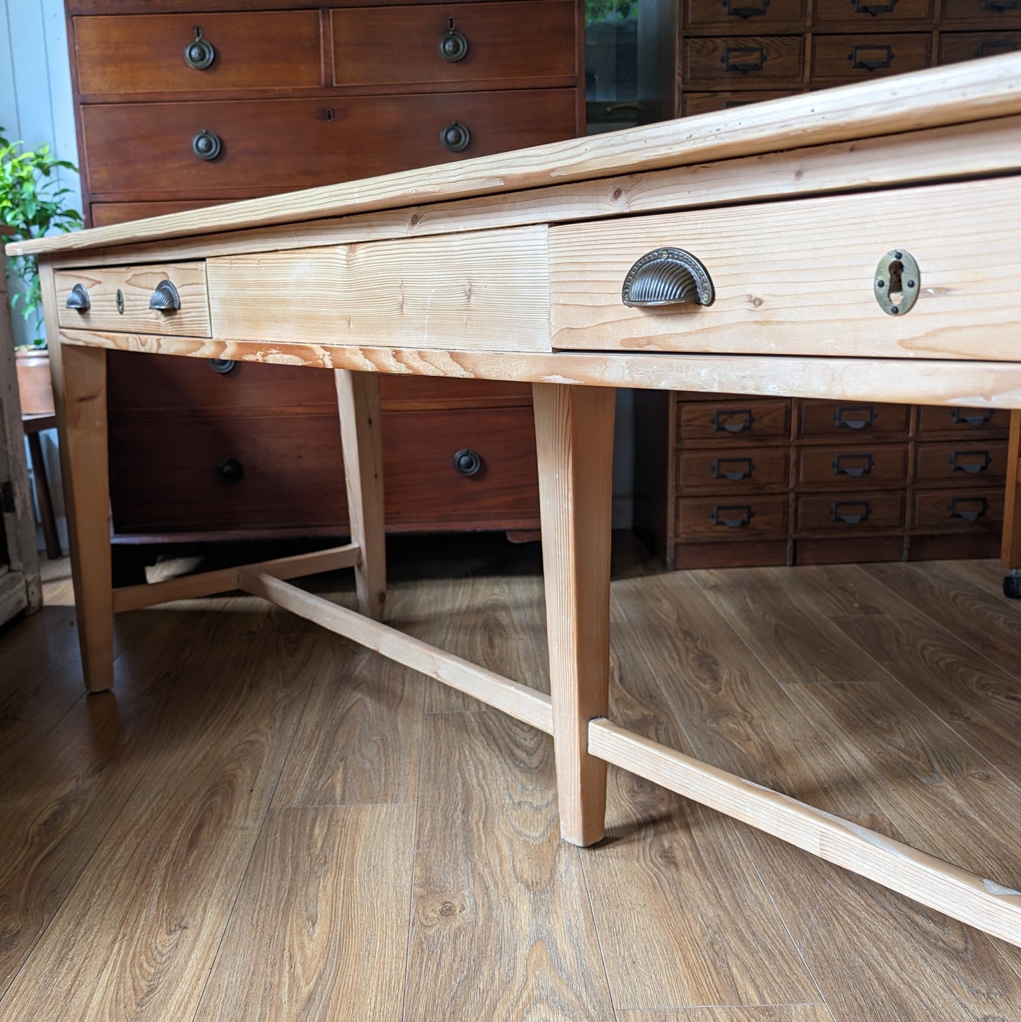 Antique Refectory Table with Matching Benches