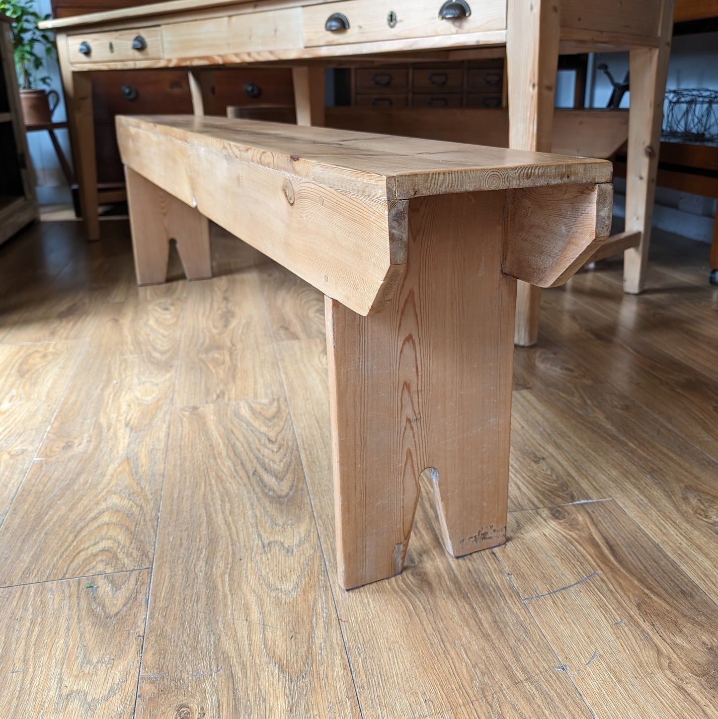 Antique Refectory Table with Matching Benches