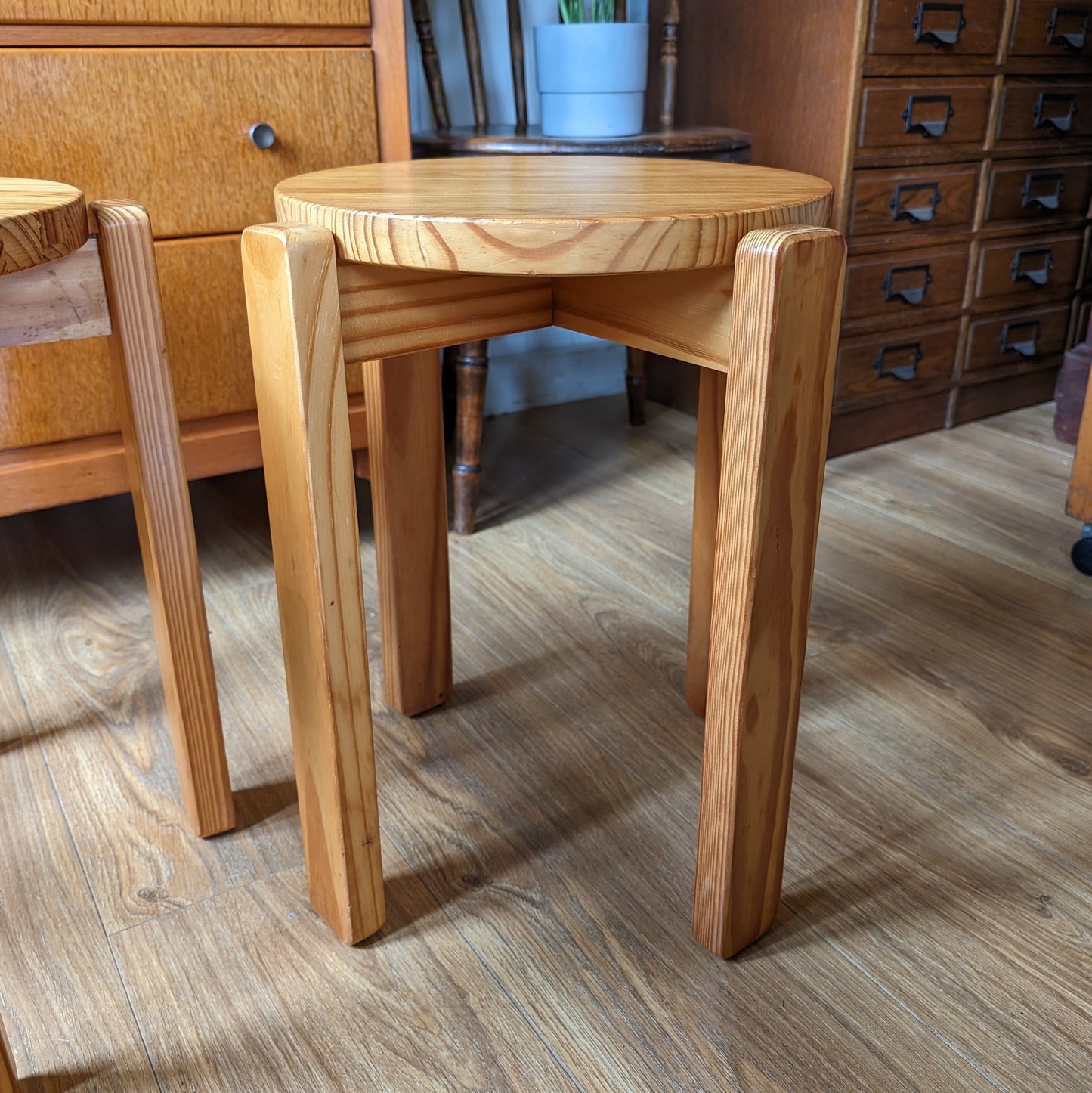 Mid Century Pine Stacking Stools