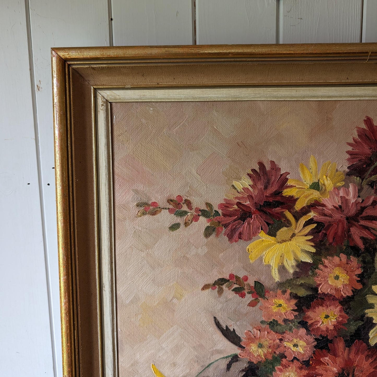 Vintage Still Life Bouquet Oil Painting