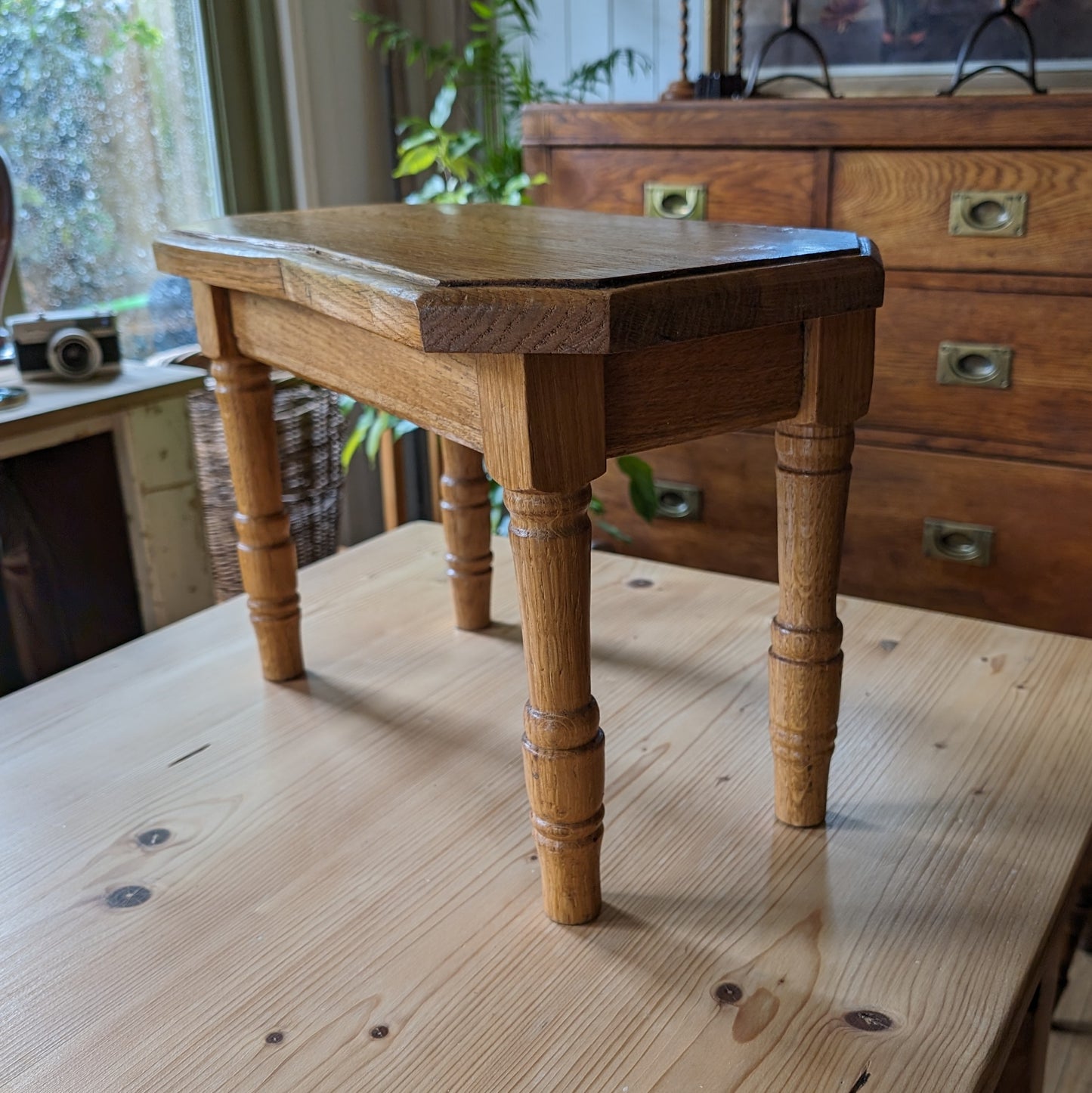 Tiny Vintage Oak Stool