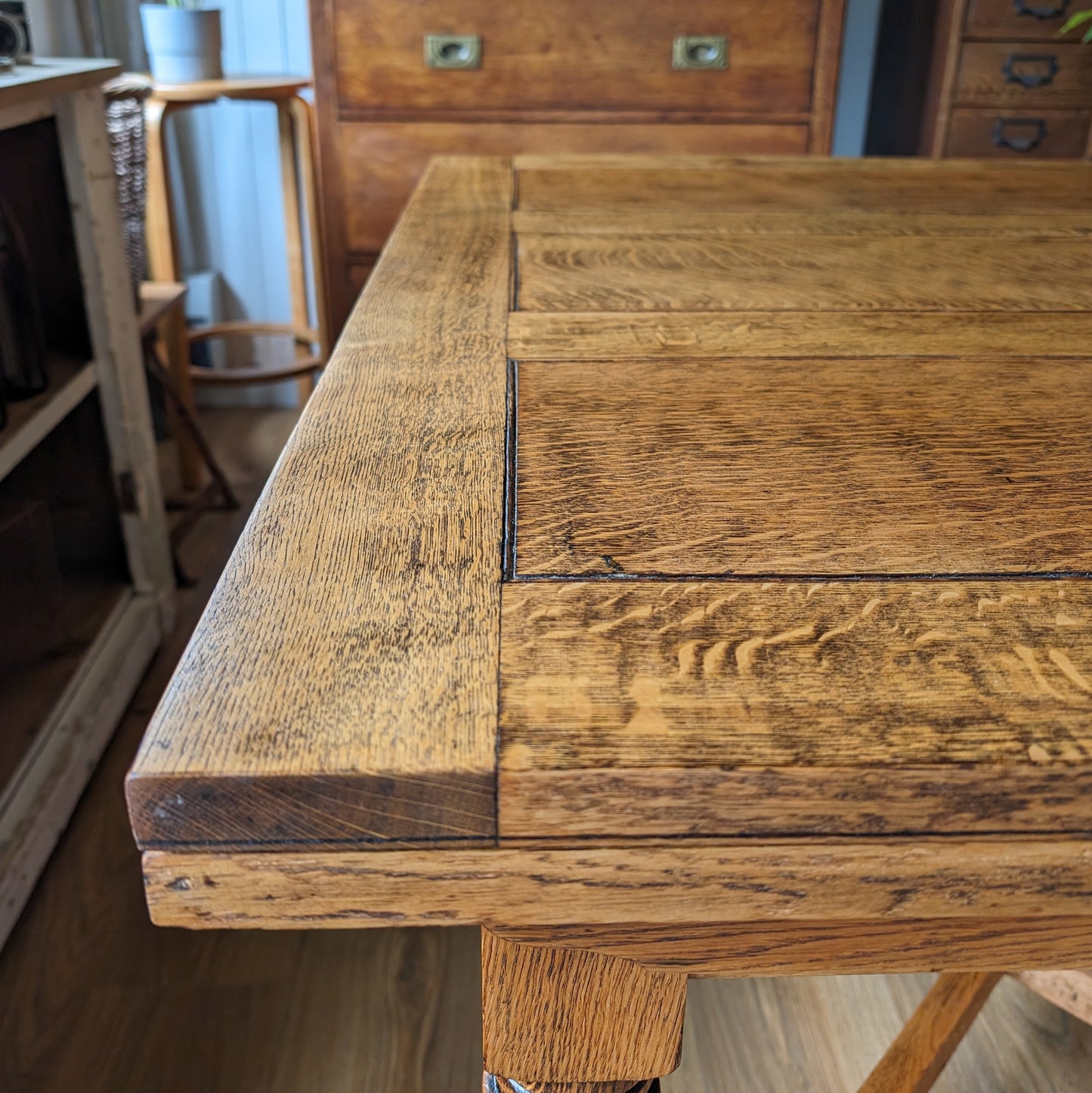 Large Oak Draw Leaf Table