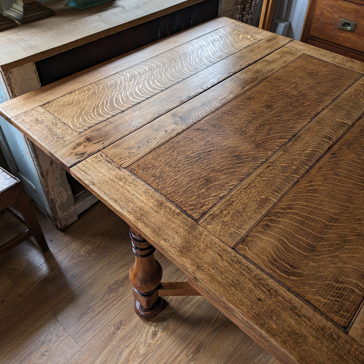 Large Oak Draw Leaf Table