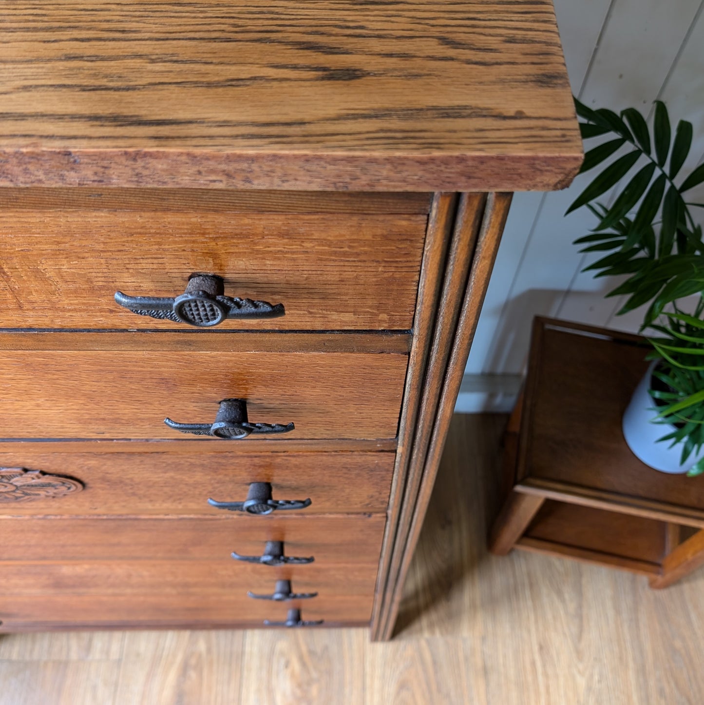 Tall Vintage Oak Chest of Drawers