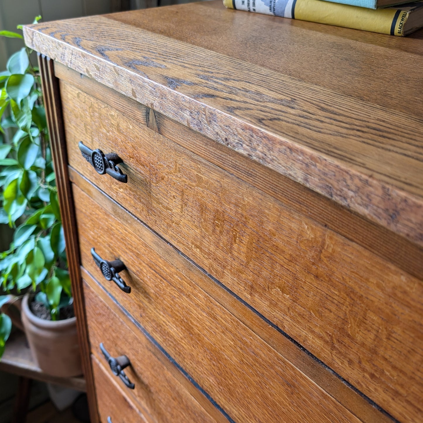 Tall Vintage Oak Chest of Drawers