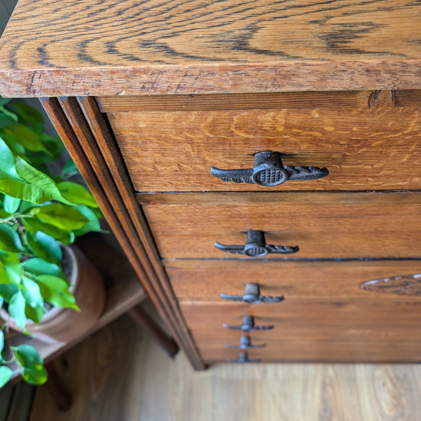 Tall Vintage Oak Chest of Drawers