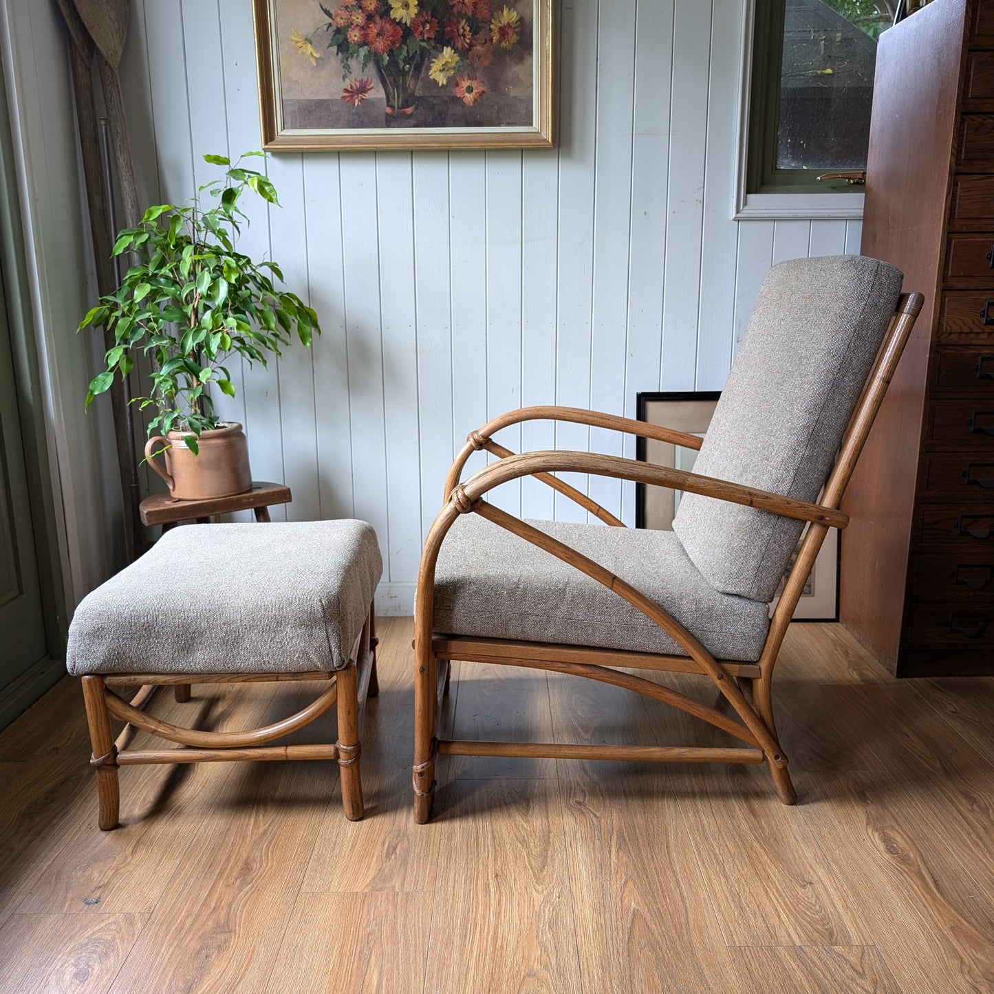 Vintage Bentwood Armchair with Matching Footstool