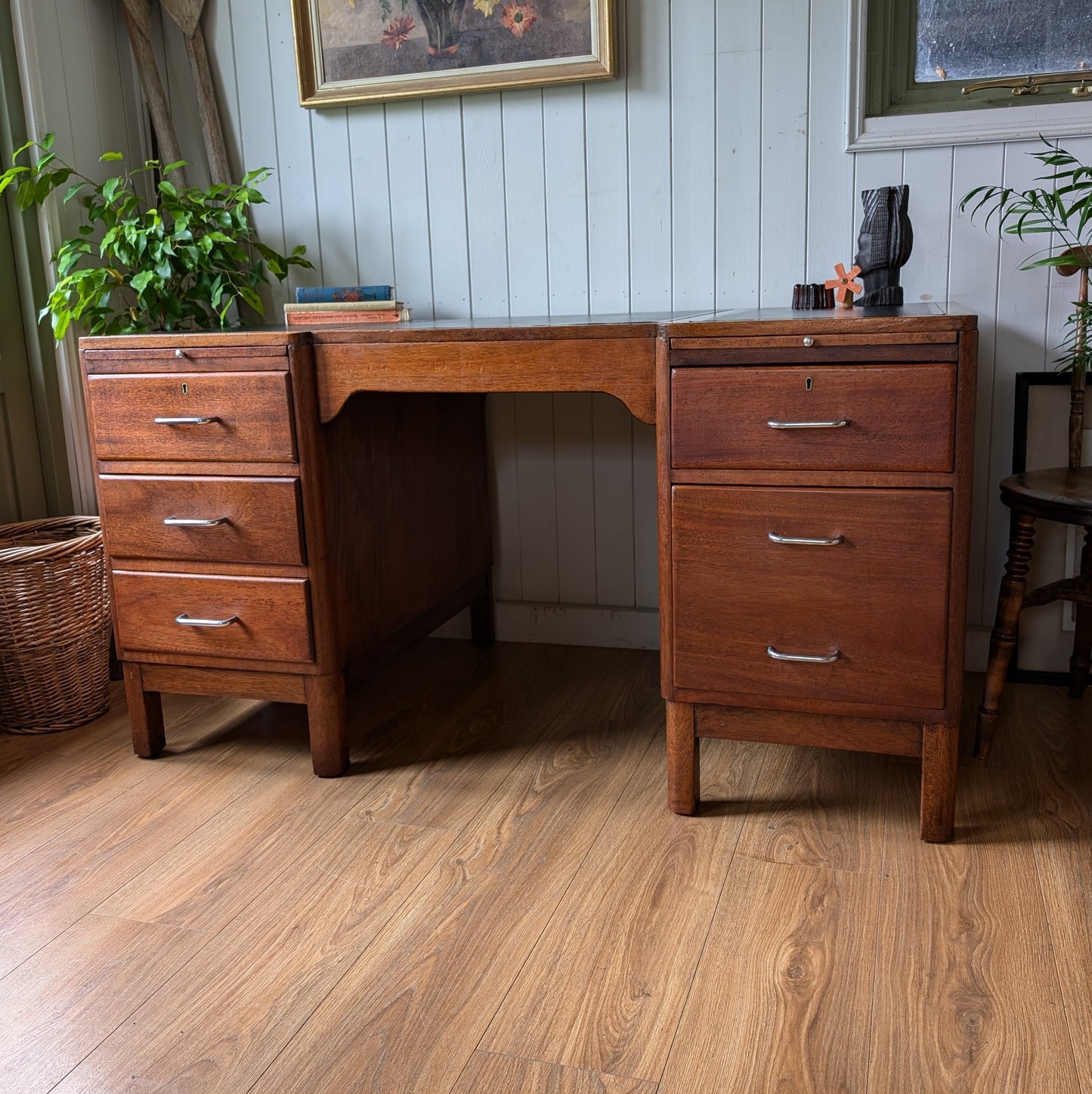 Antique Twin Pedestal Desk