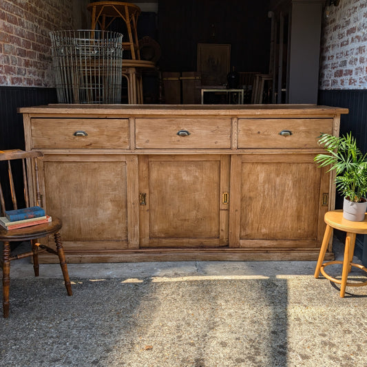 Large Victorian Dresser Base with Sliding Doors