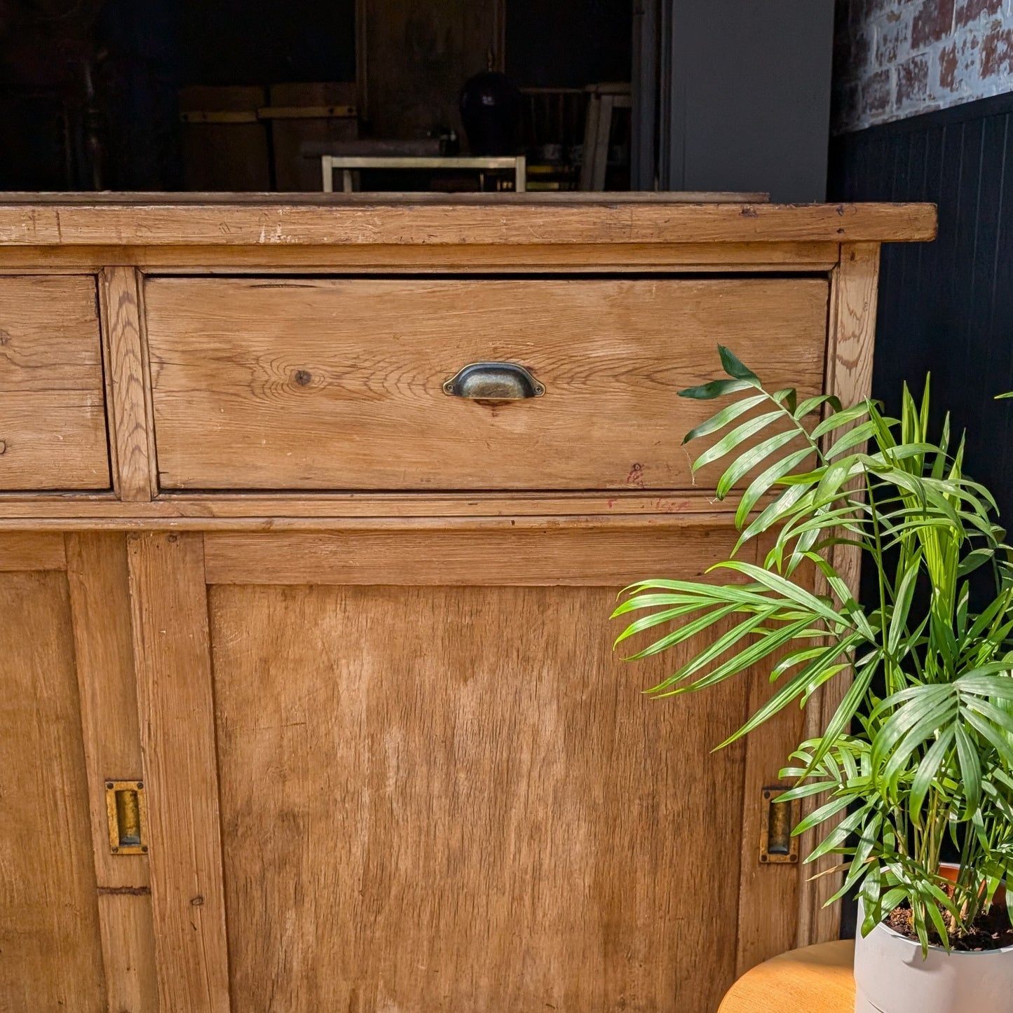 Large Victorian Dresser Base with Sliding Doors