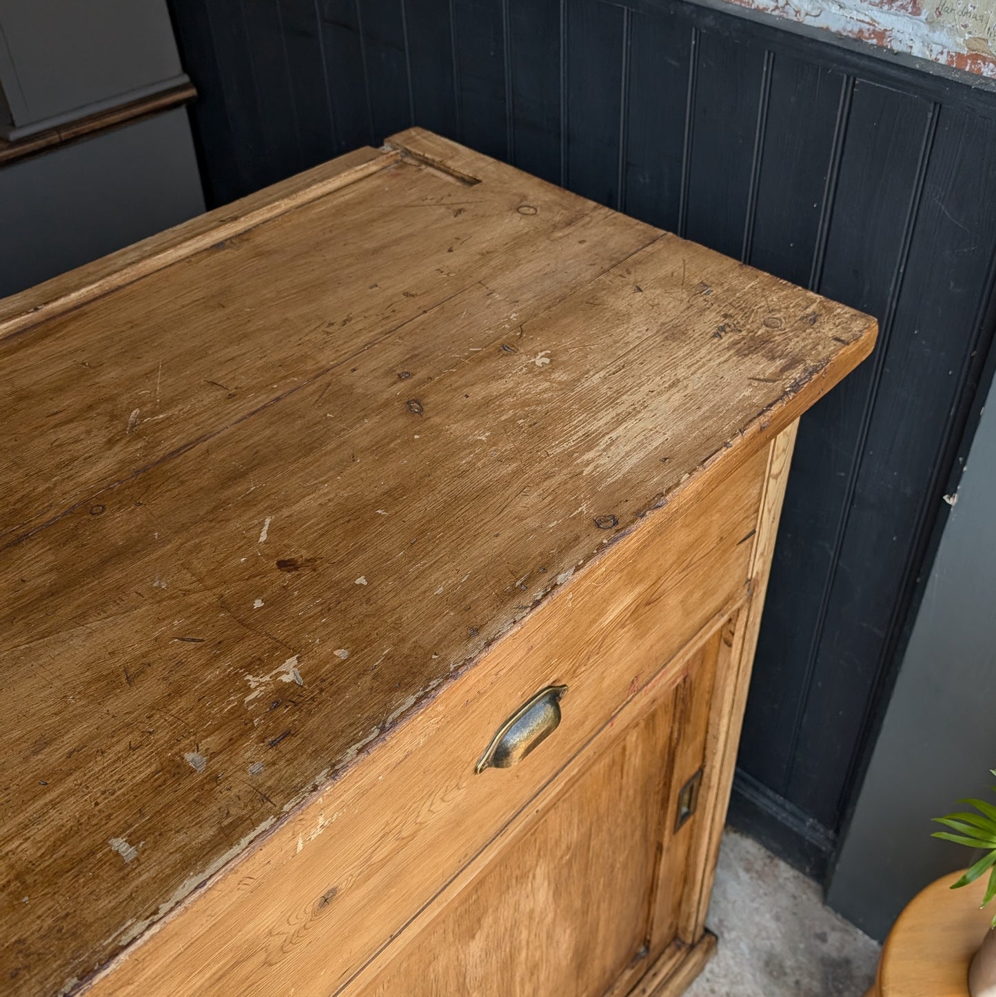 Large Victorian Dresser Base with Sliding Doors