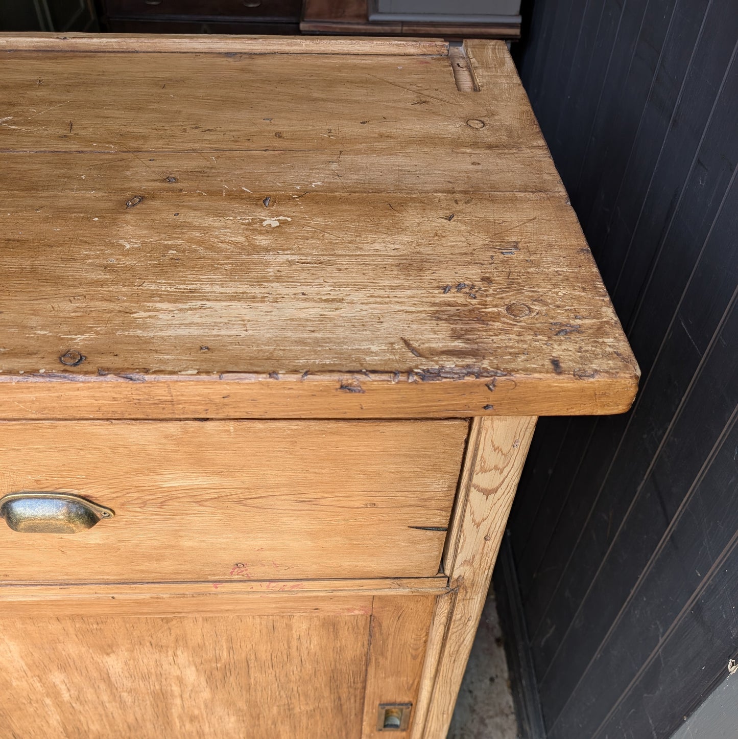 Large Victorian Dresser Base with Sliding Doors