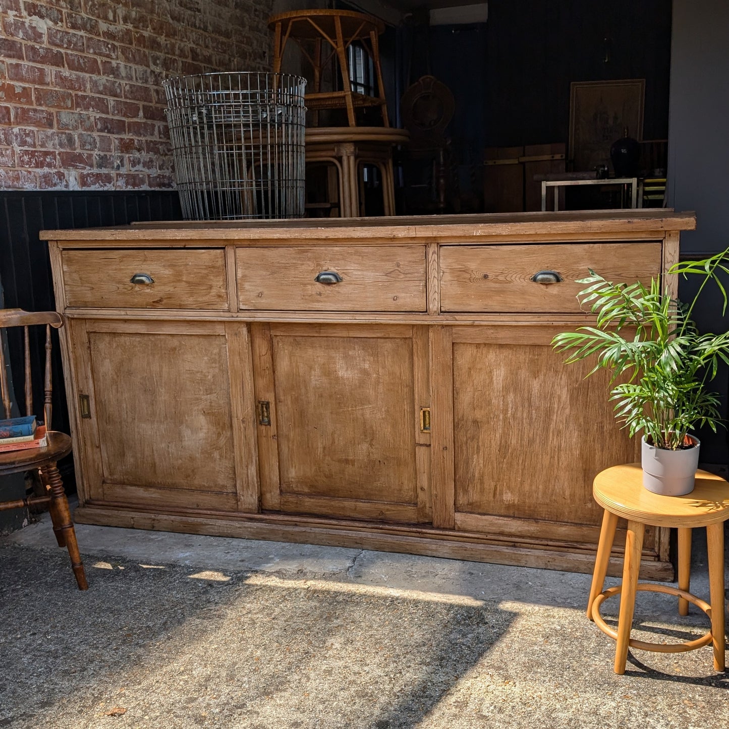 Large Victorian Dresser Base with Sliding Doors