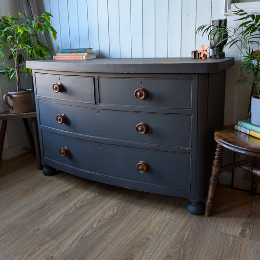 Painted Victorian Bow Front Chest of Drawers