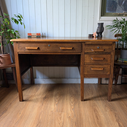 Antique Oak Pedestal Desk