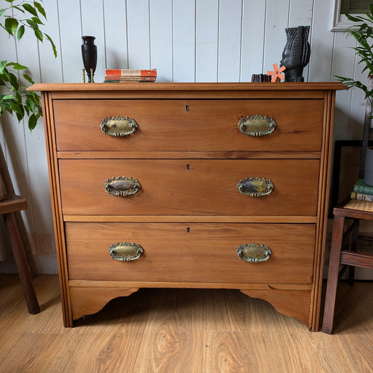 Small Satin Walnut Antique Chest of Drawers