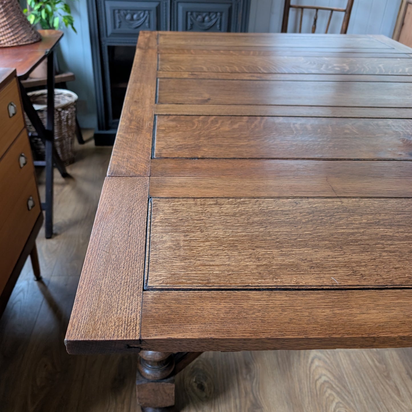 Large Oak Draw Leaf Table