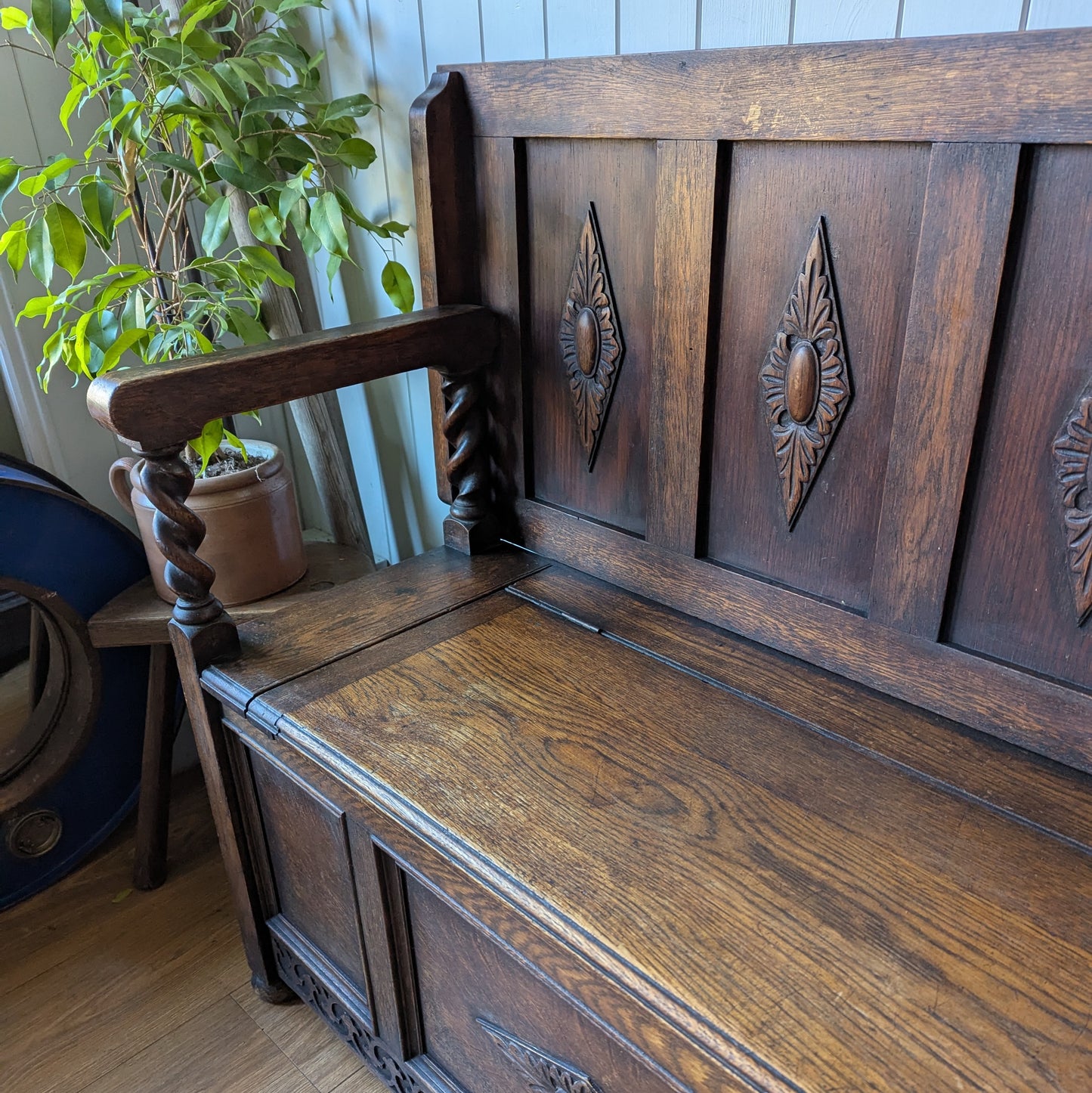 Antique Oak Monks Bench