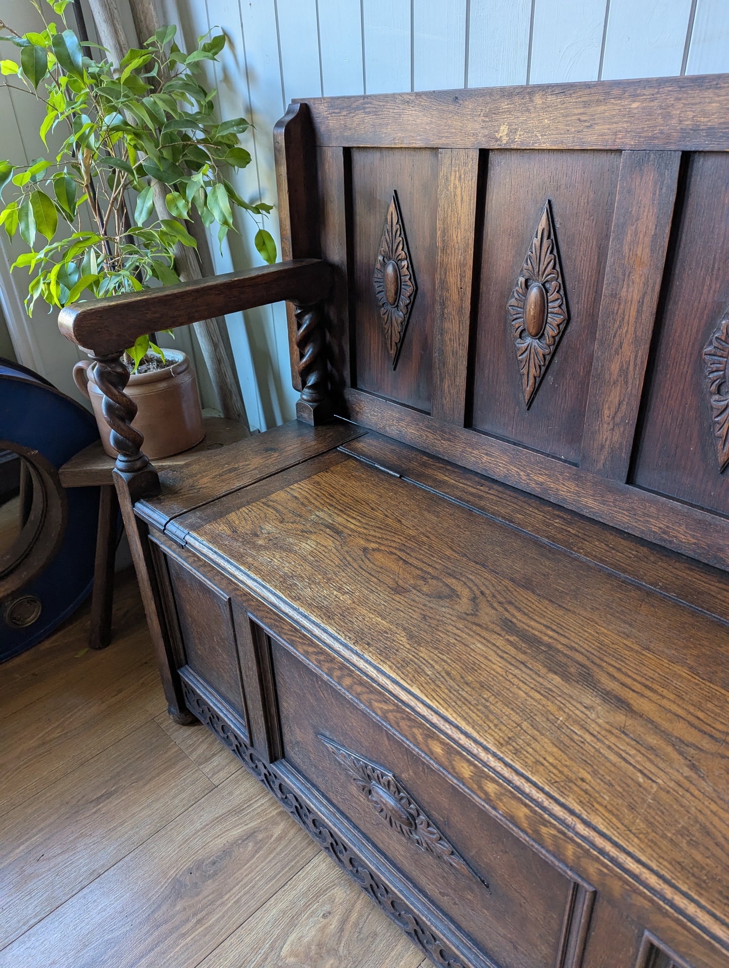 Antique Oak Monks Bench