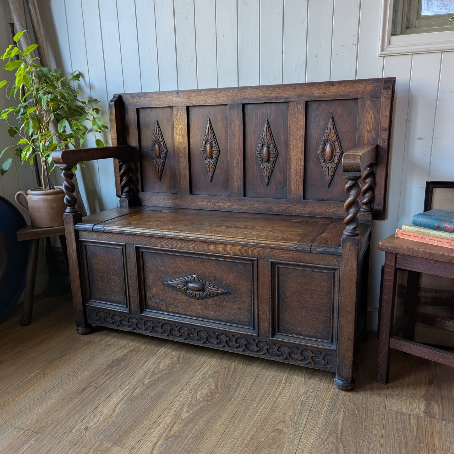 Antique Oak Monks Bench