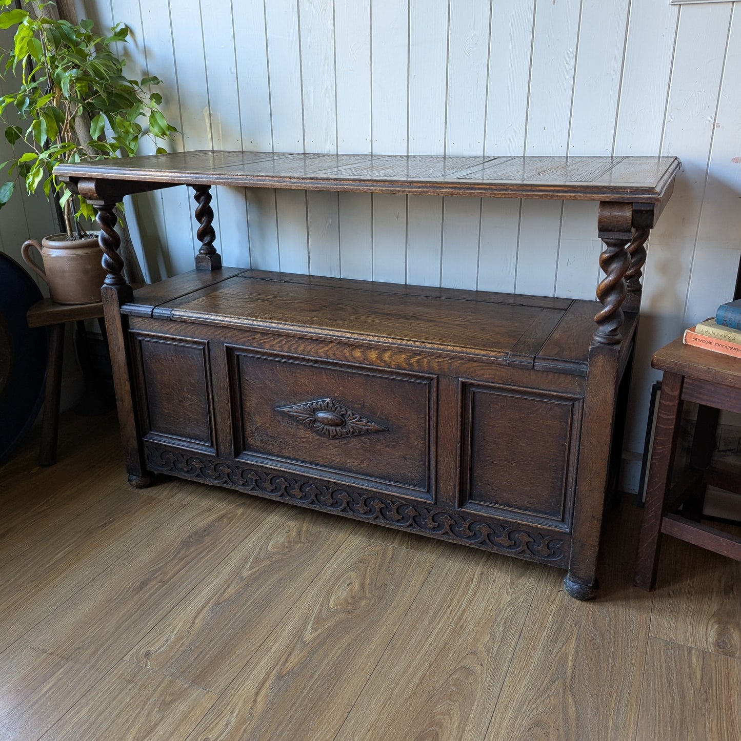 Antique Oak Monks Bench