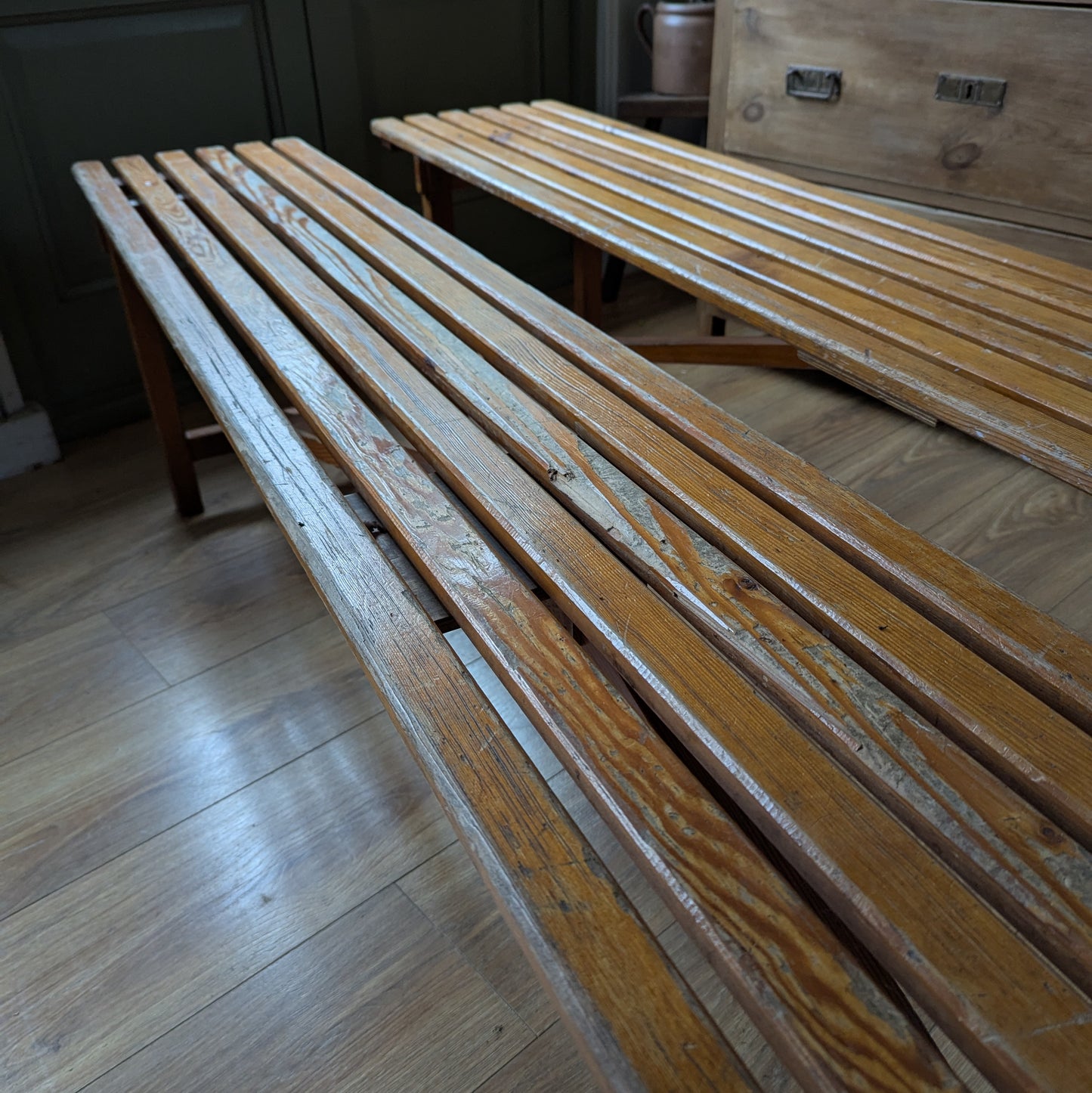 Pair of 1950s School Benches