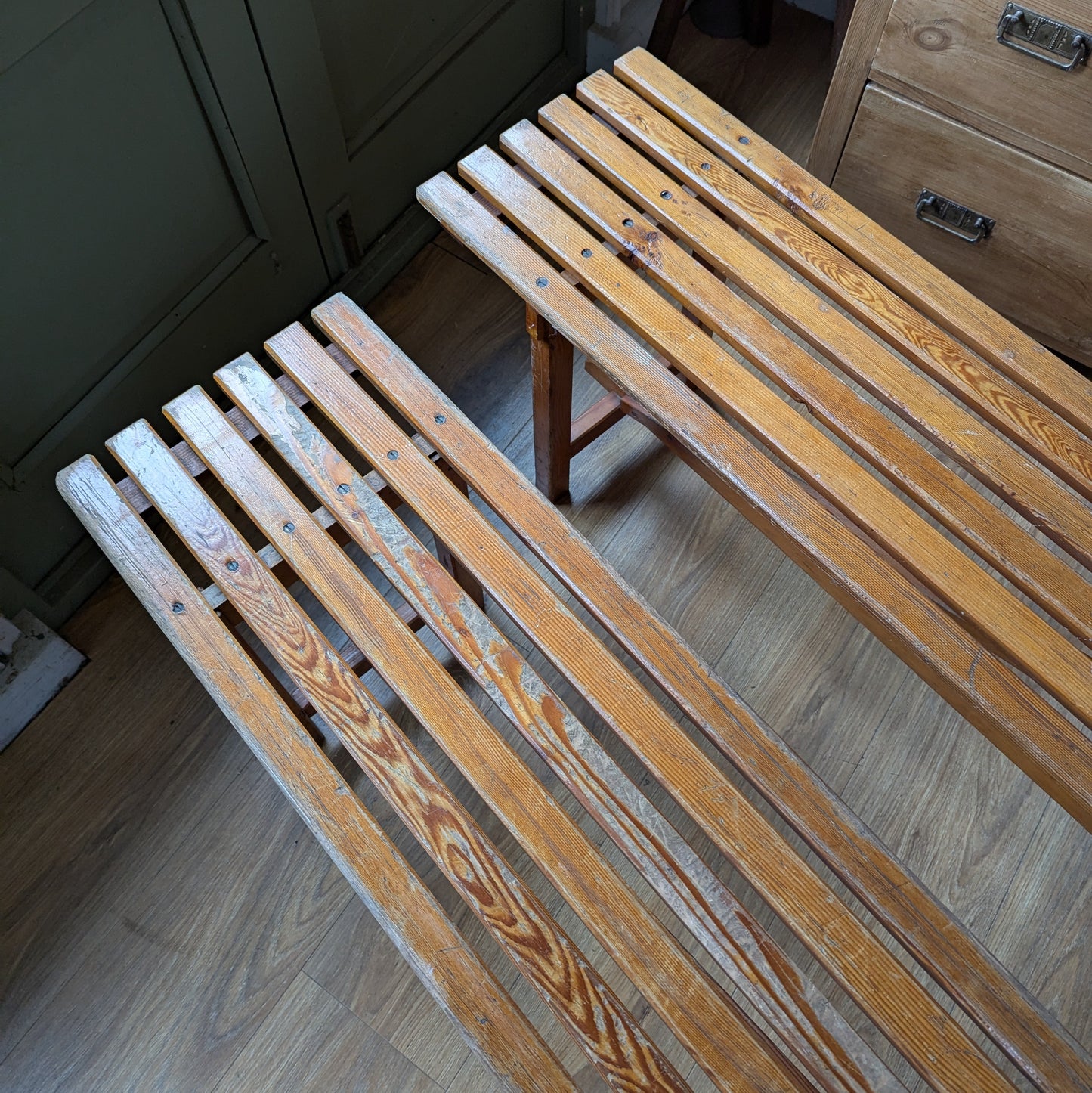 Pair of 1950s School Benches