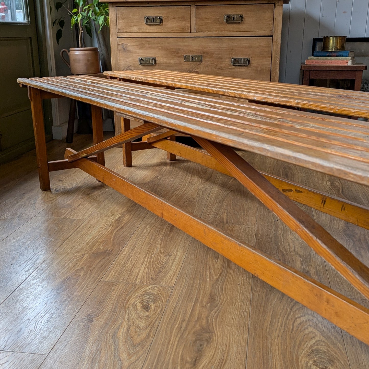 Pair of 1950s School Benches