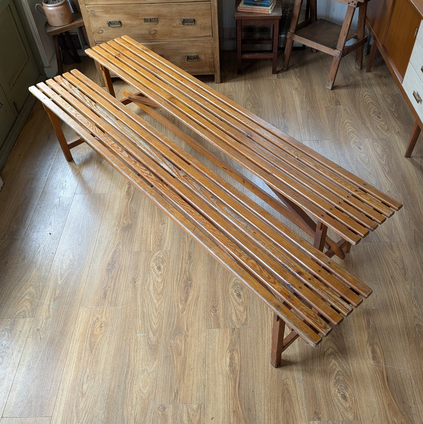 Pair of 1950s School Benches