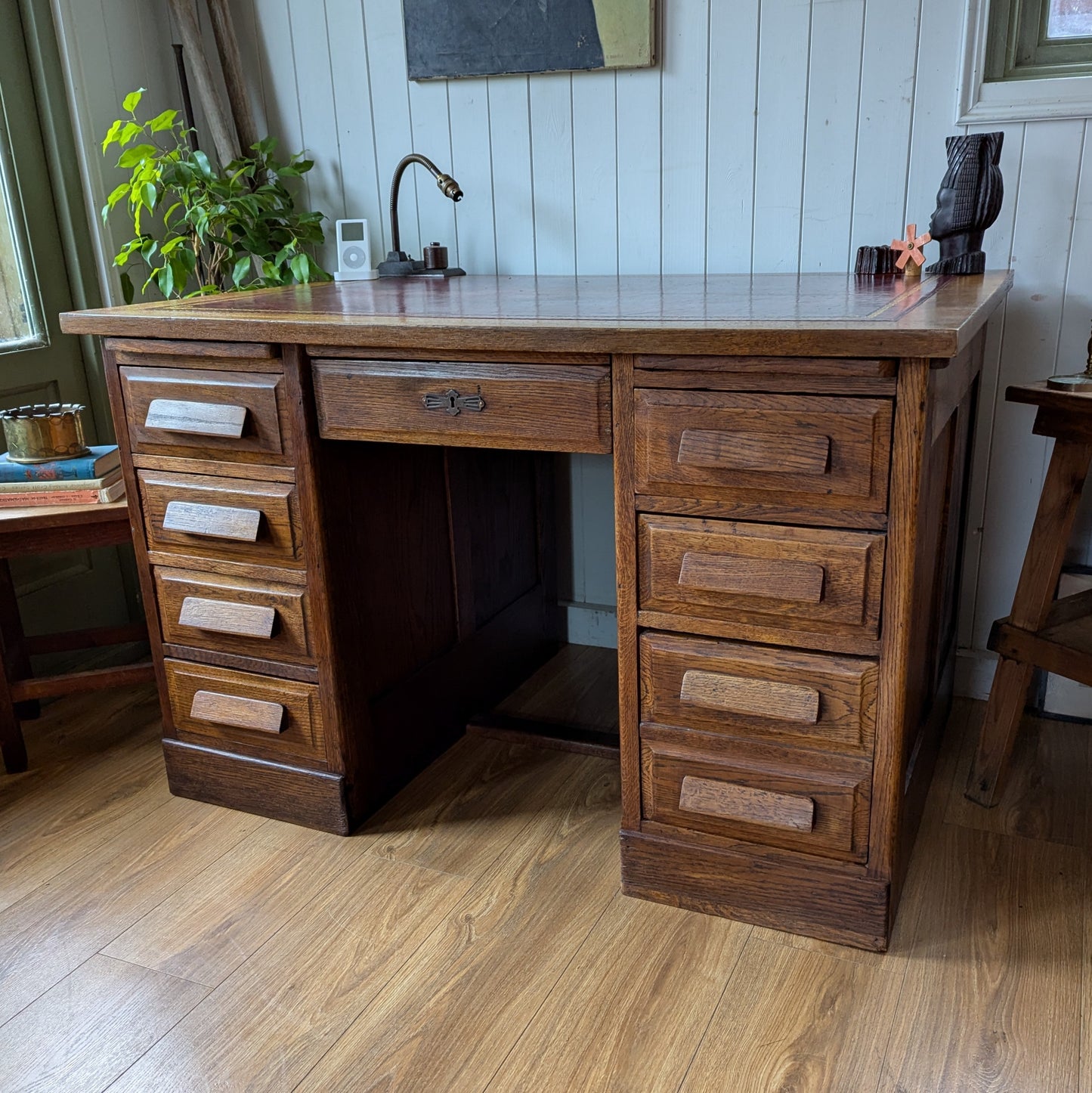 Antique Oak Twin Pedestal Desk