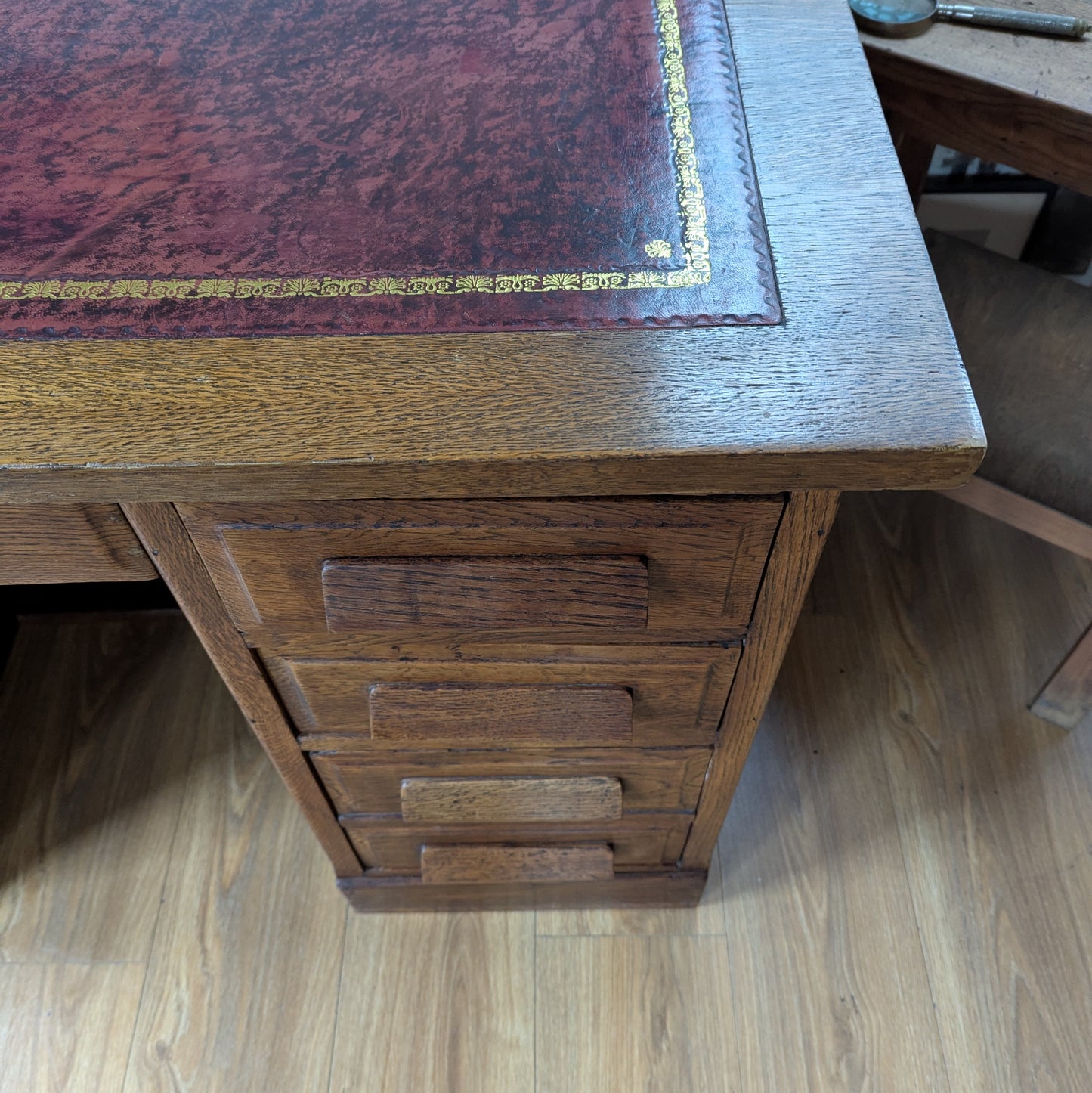 Antique Oak Twin Pedestal Desk