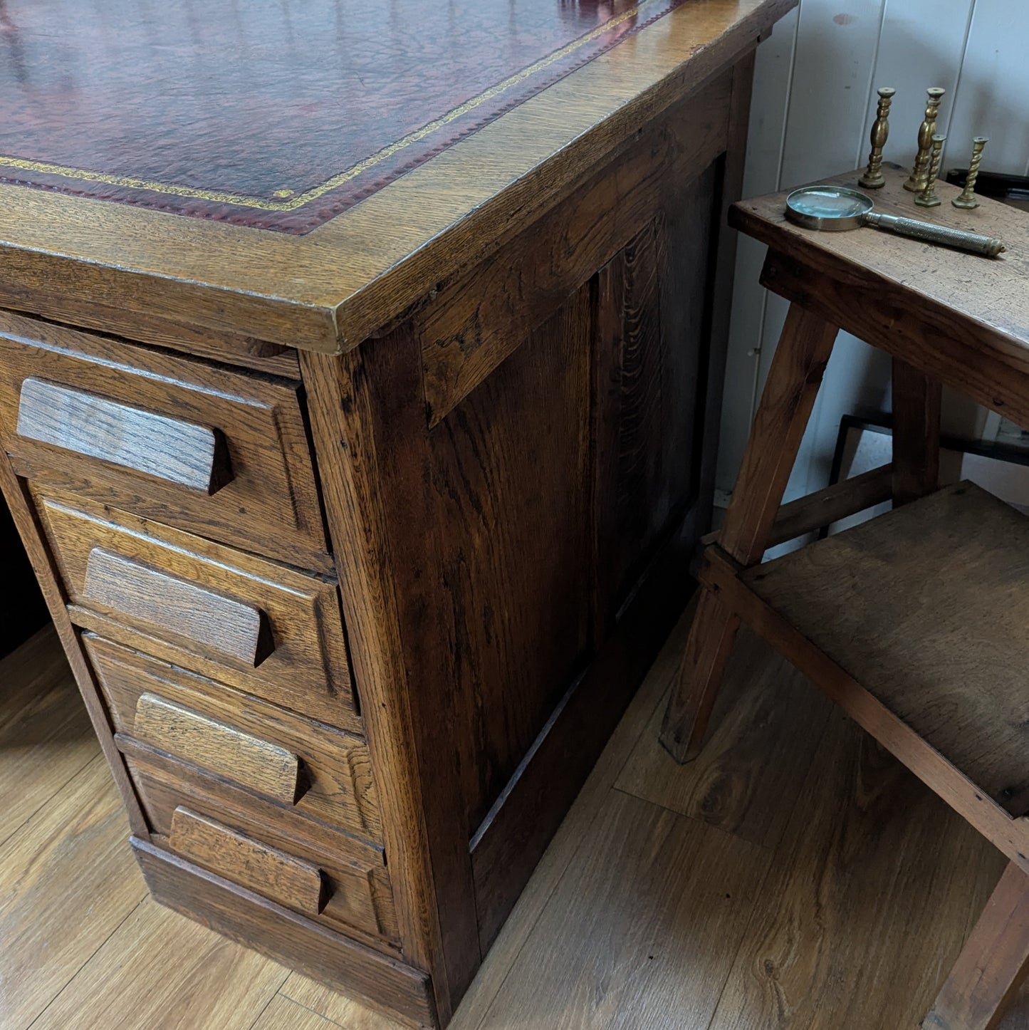 Antique Oak Twin Pedestal Desk