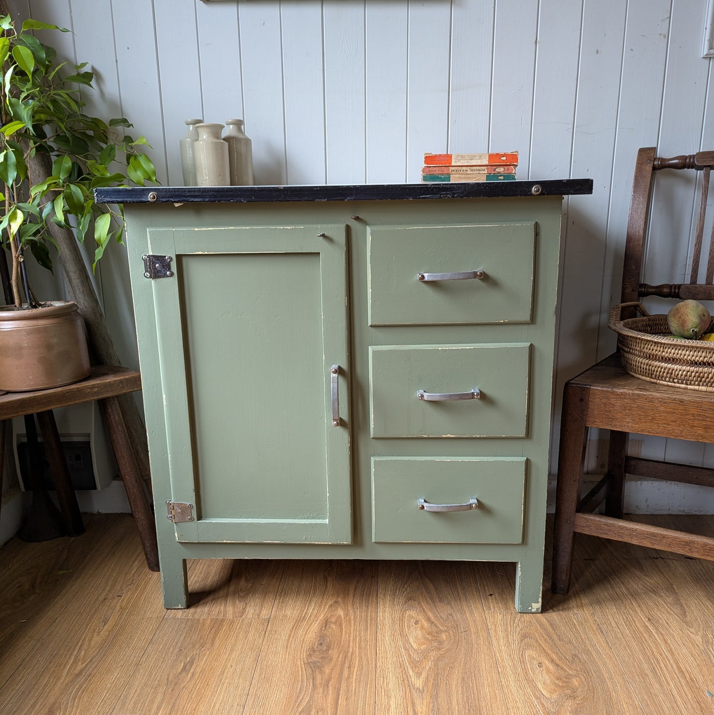 Vintage Enemal Top Kitchen Cupboard