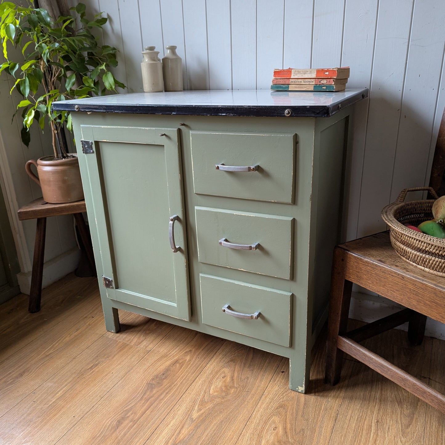 Vintage Enemal Top Kitchen Cupboard