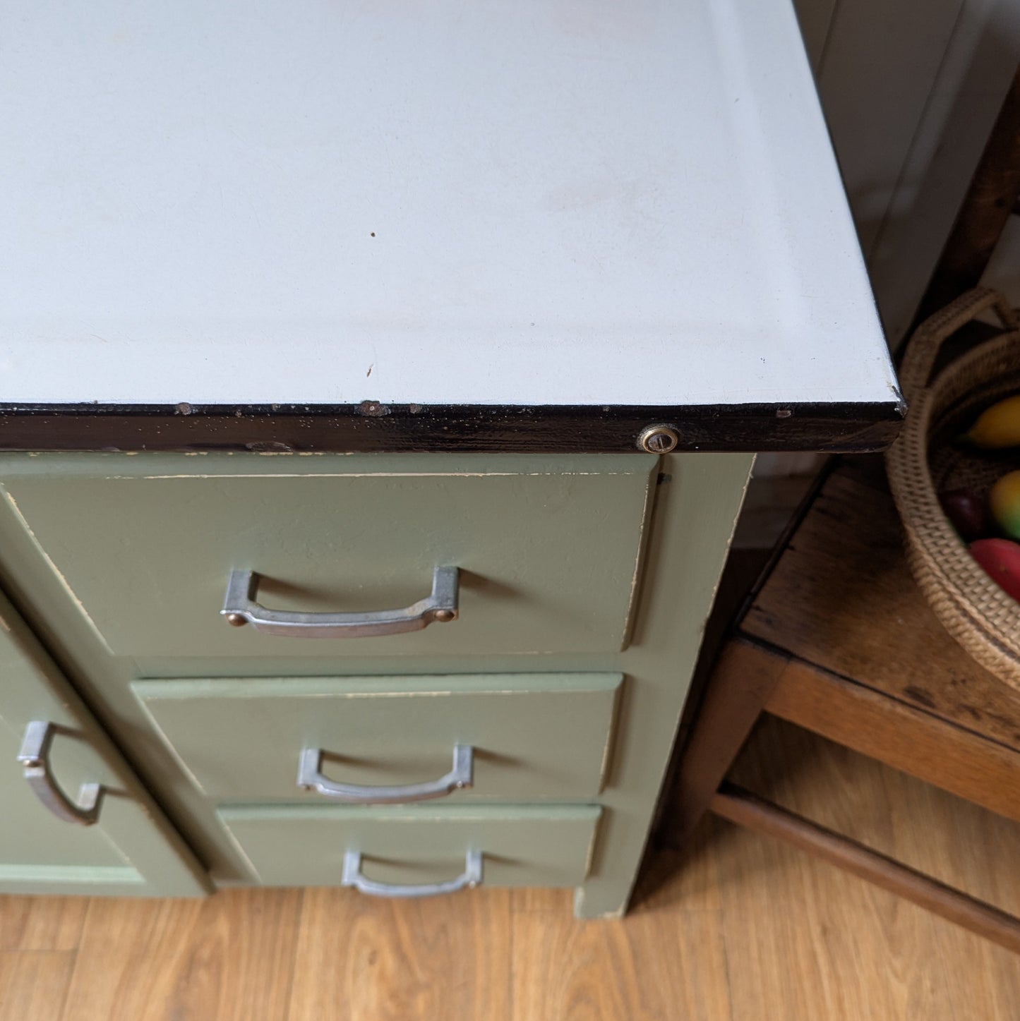 Vintage Enemal Top Kitchen Cupboard