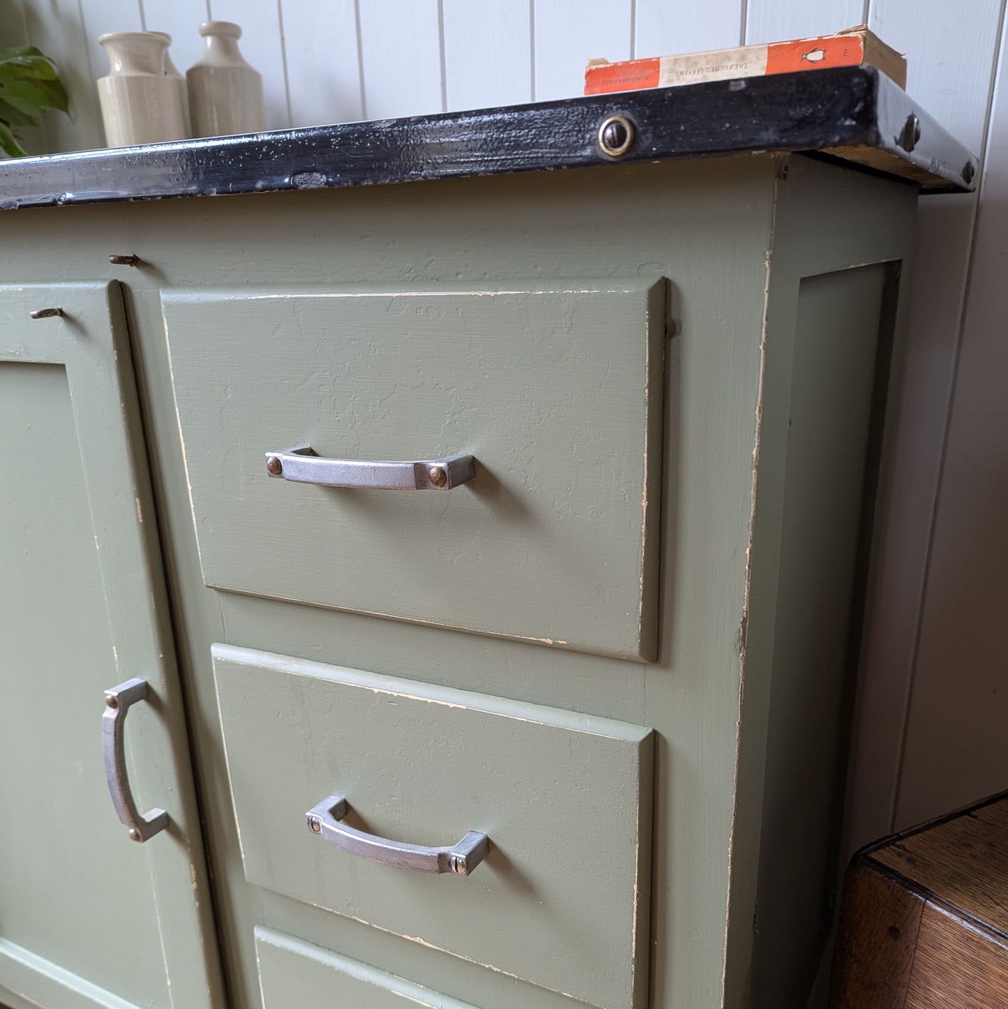 Vintage Enemal Top Kitchen Cupboard