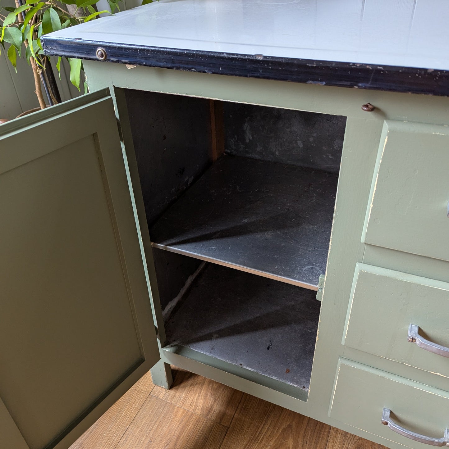 Vintage Enemal Top Kitchen Cupboard