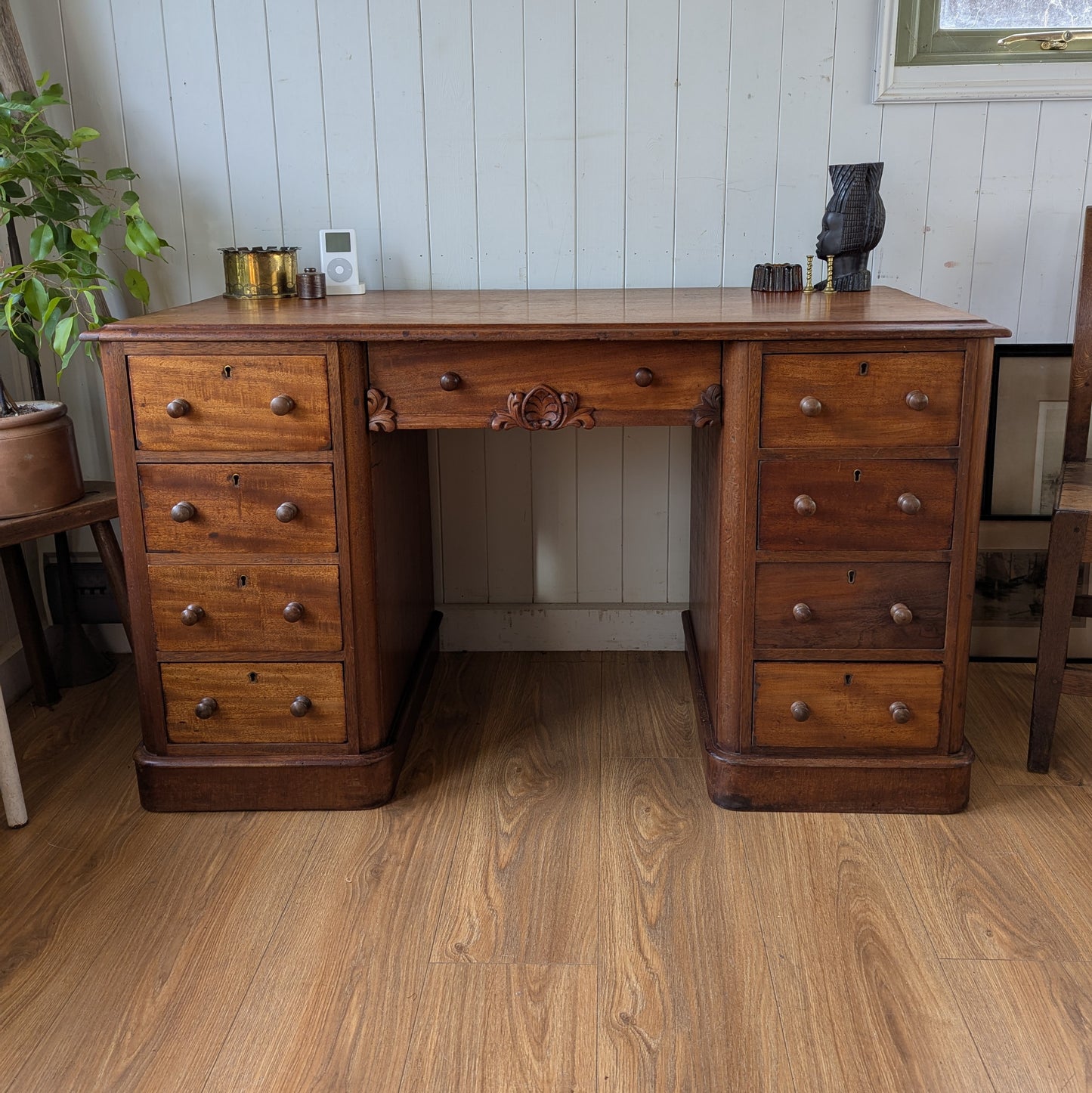 Small Antique Twin Pedestal Desk