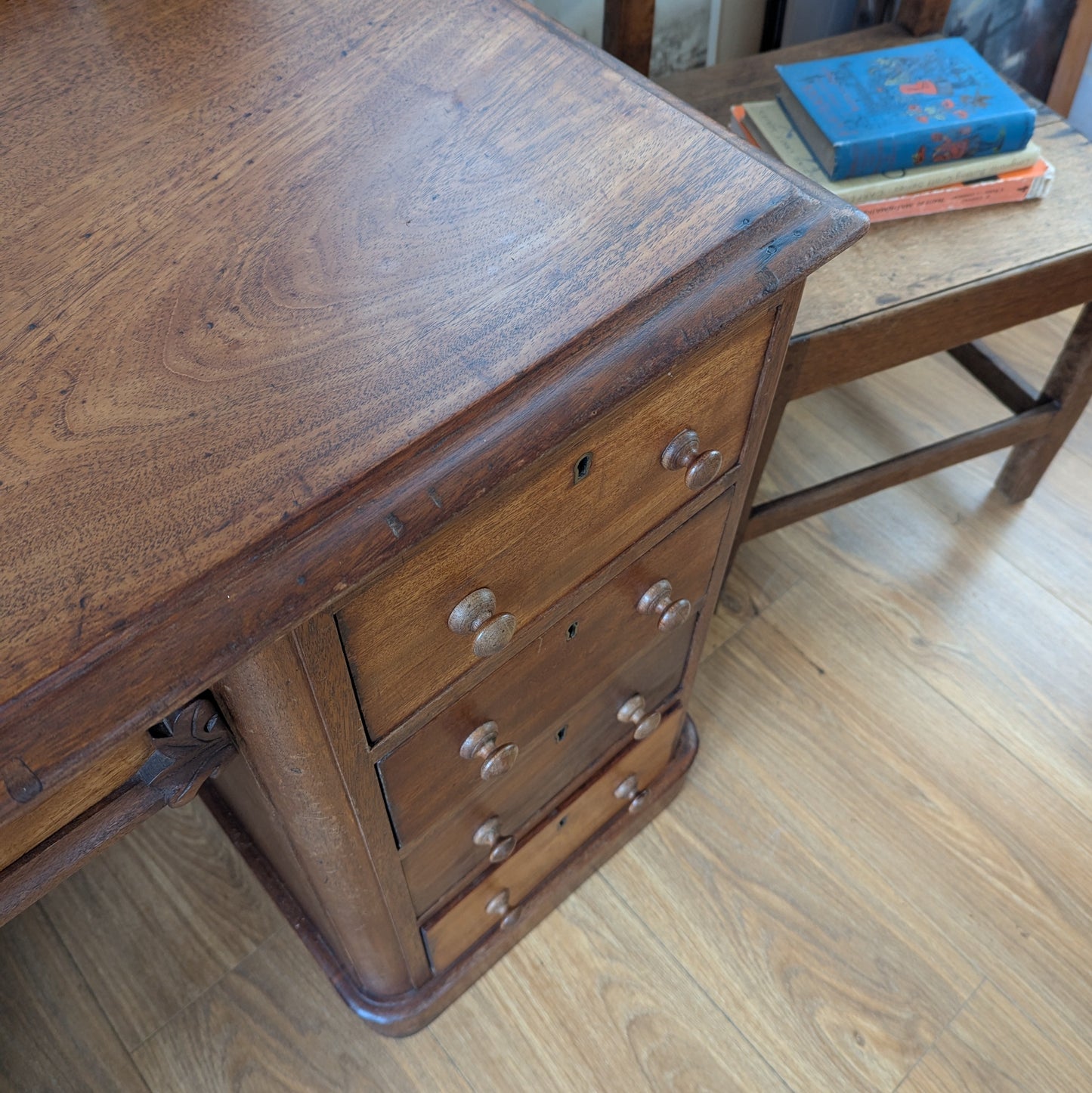 Small Antique Twin Pedestal Desk